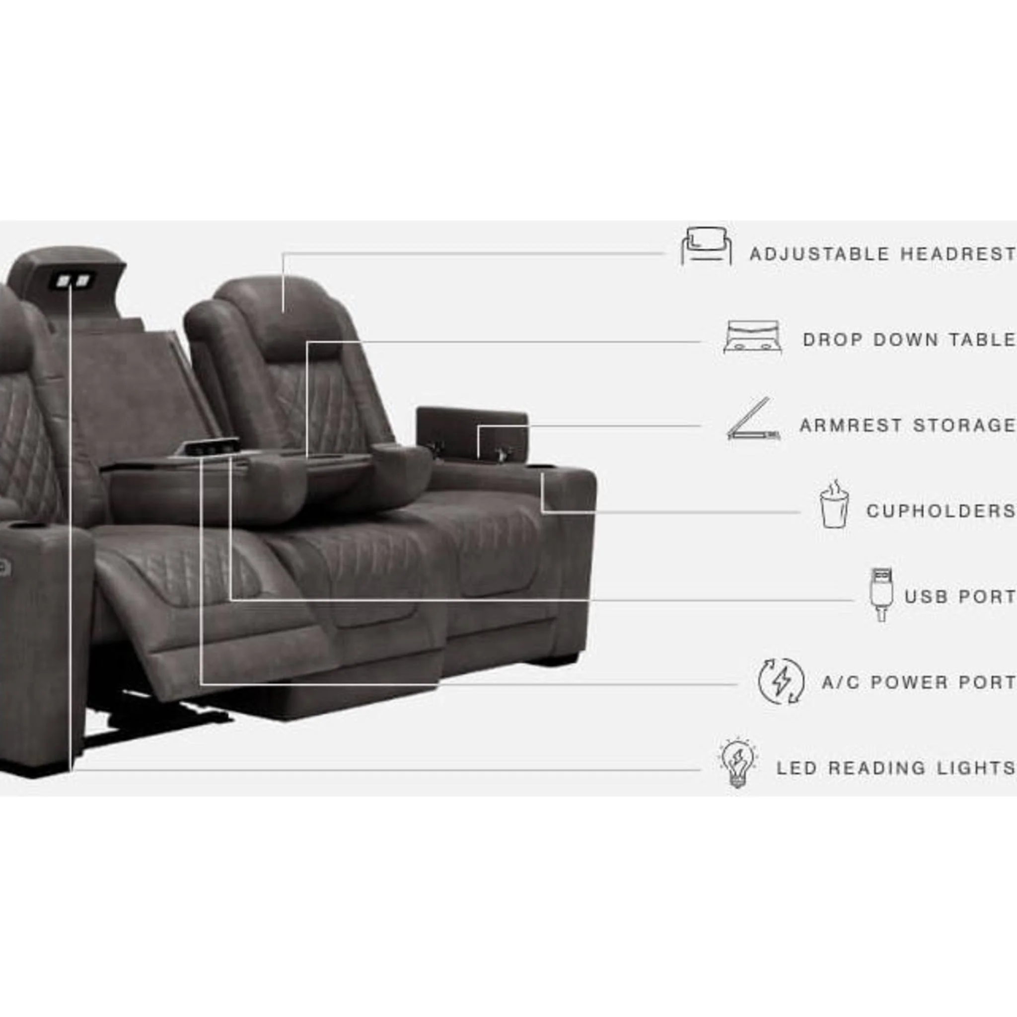 HyllMont Power Reclining Sofa - Gray - Image 31