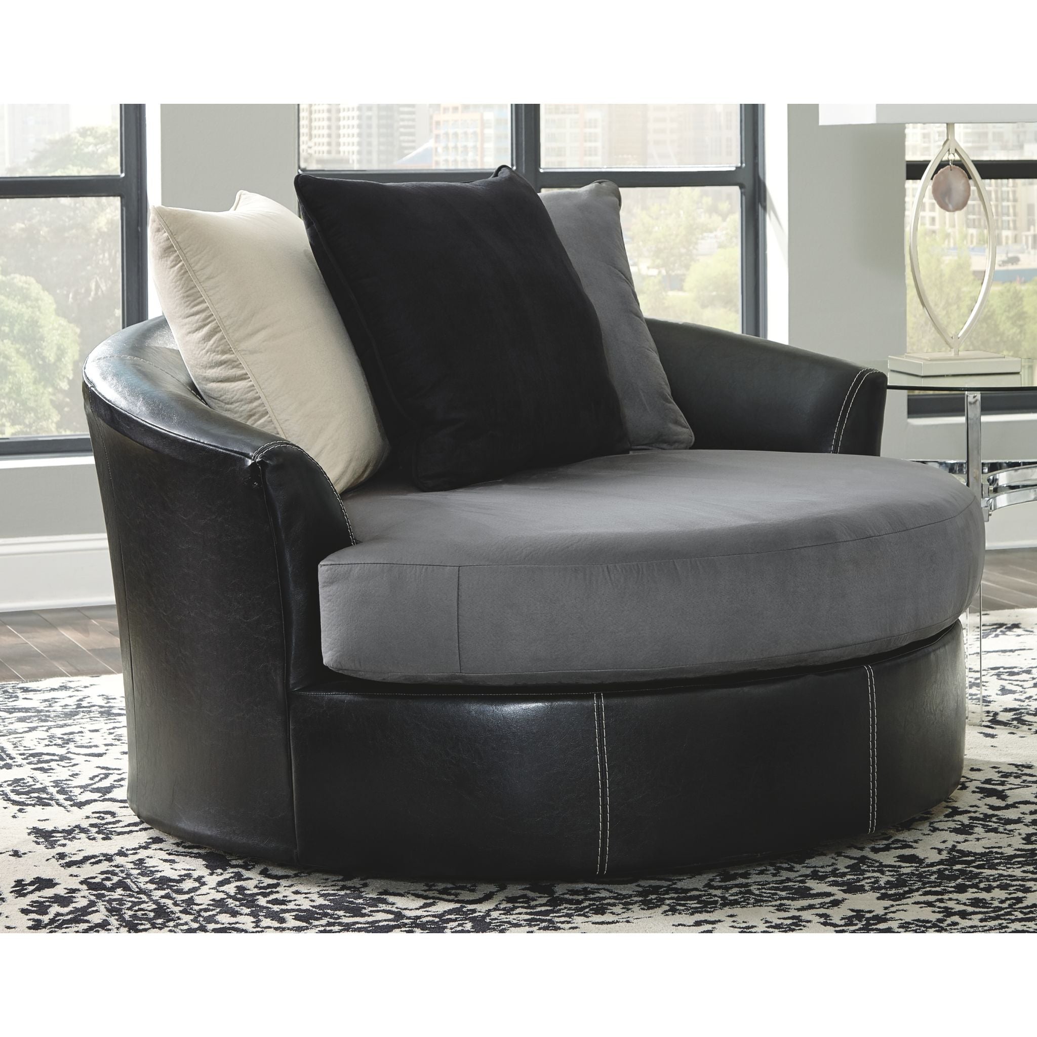 Jacurso Swivel Chair - Charcoal - Image 2