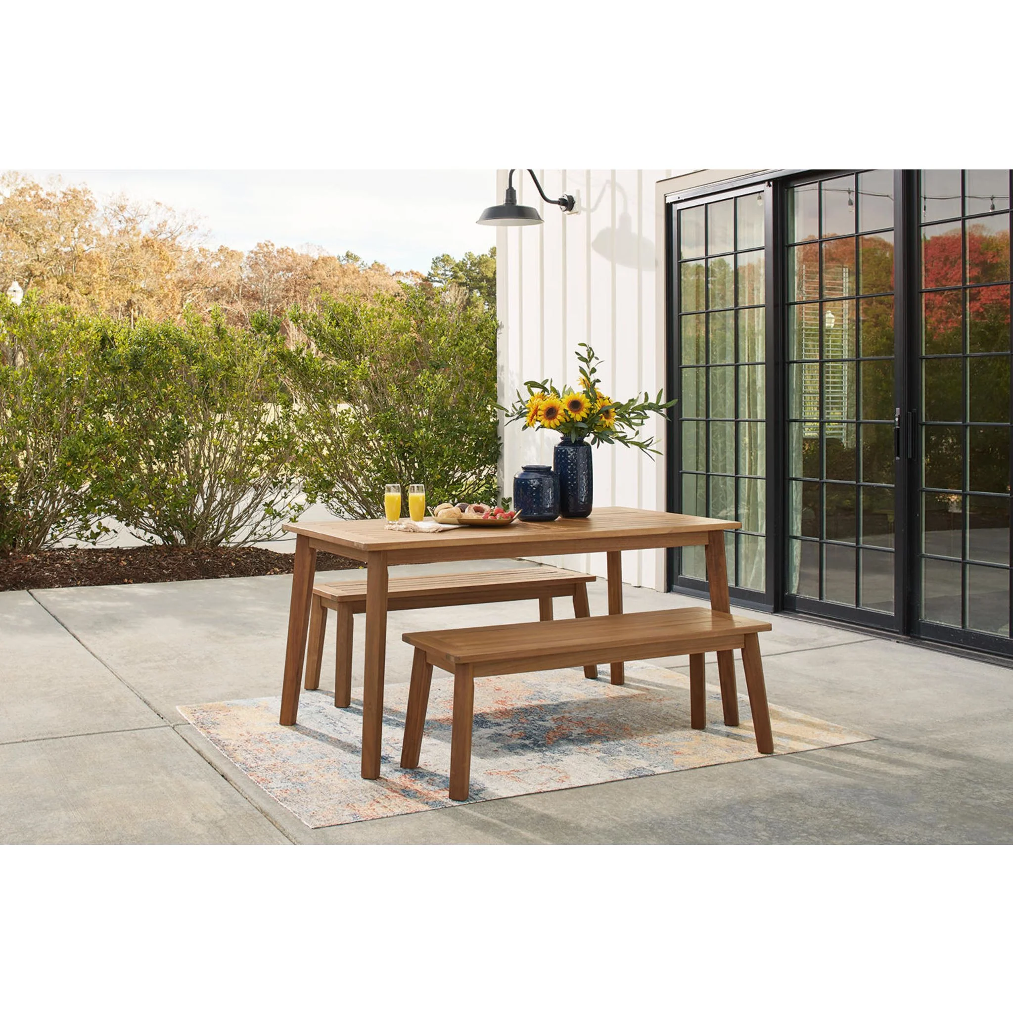 Janiyah 3 Piece Outdoor Dining Set - Light Brown - Image 2
