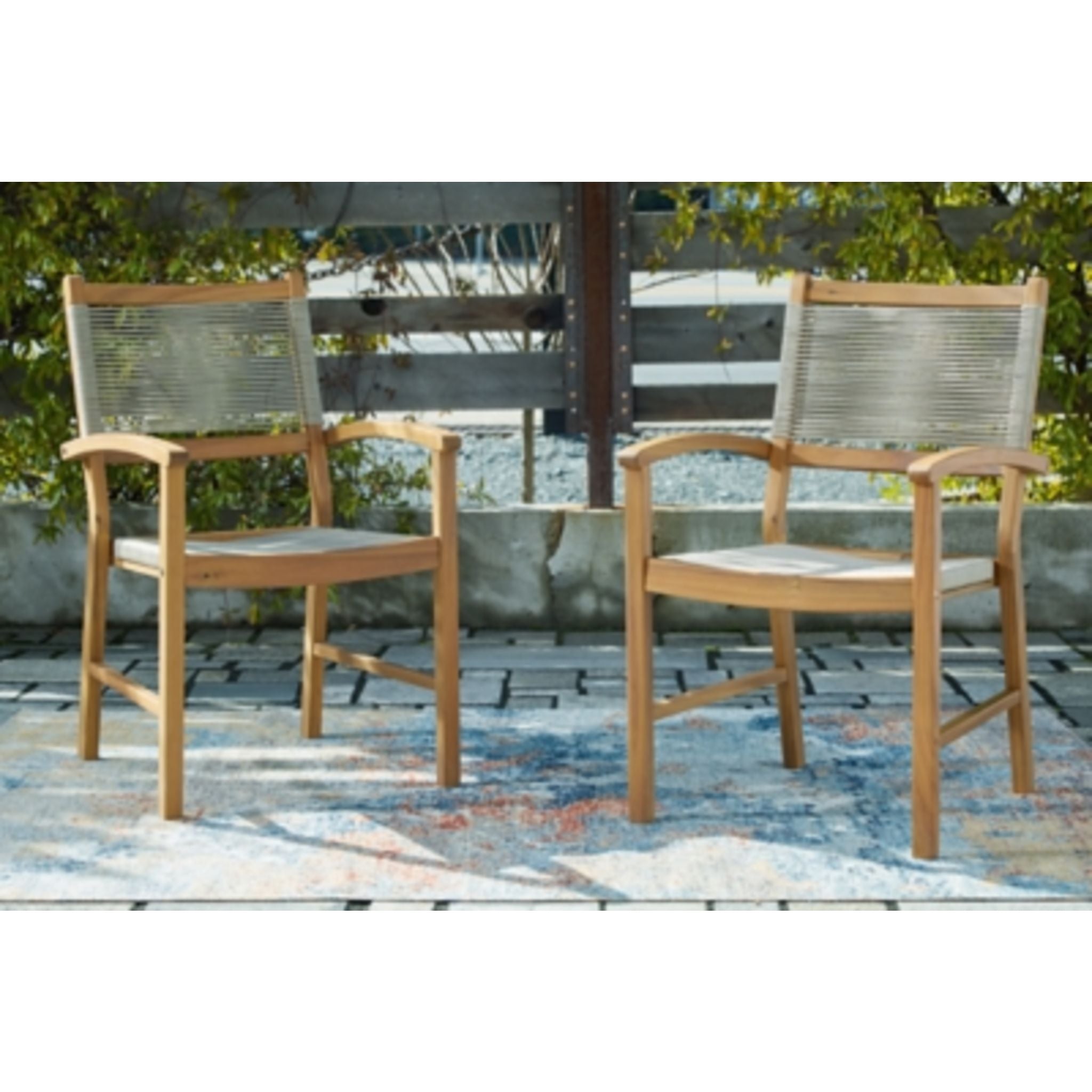 Janiyah Outdoor Arm Chair (set of 2) - Light Brown - Image 2