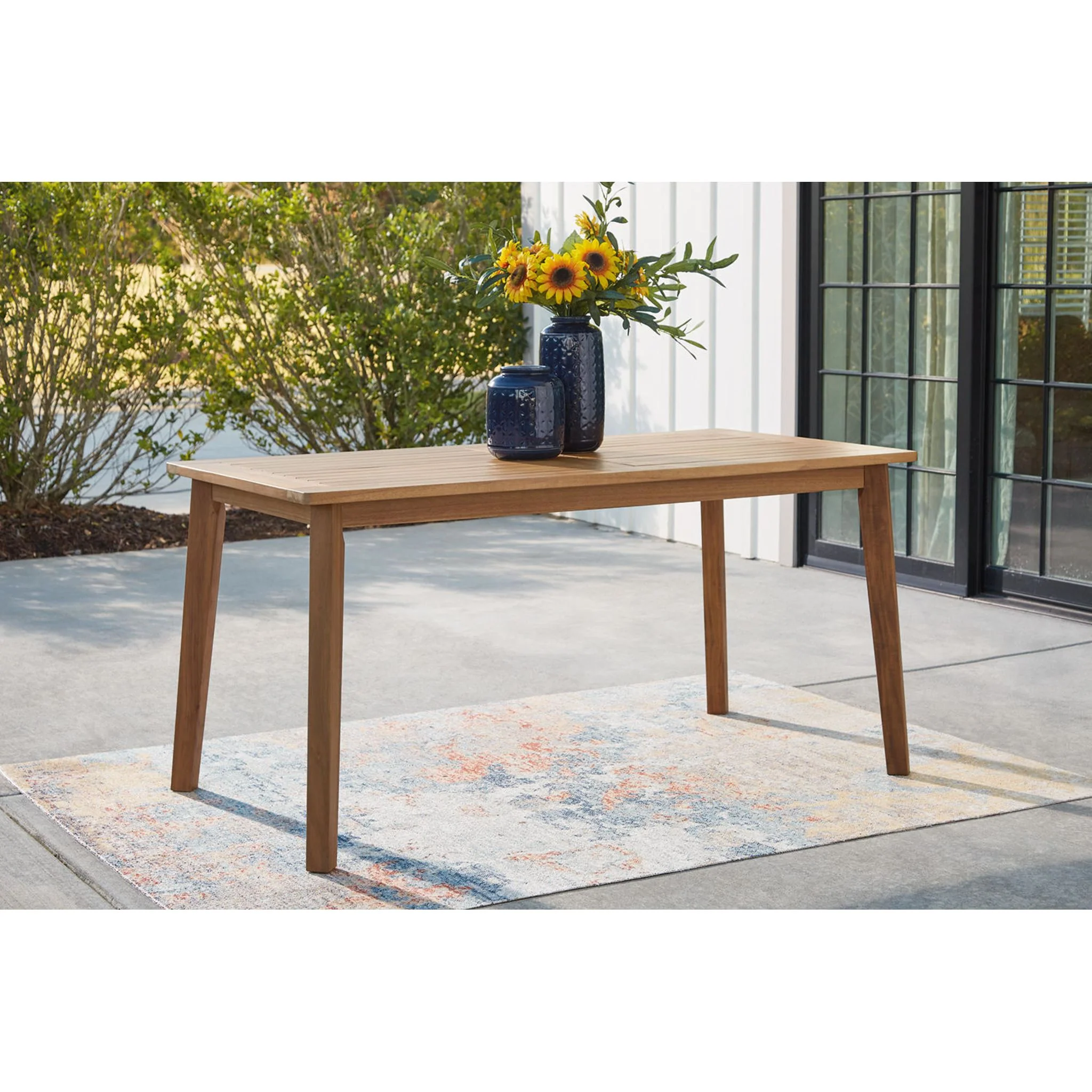 Janiyah Outdoor Rectangle Dining Table - Light Brown - Image 2