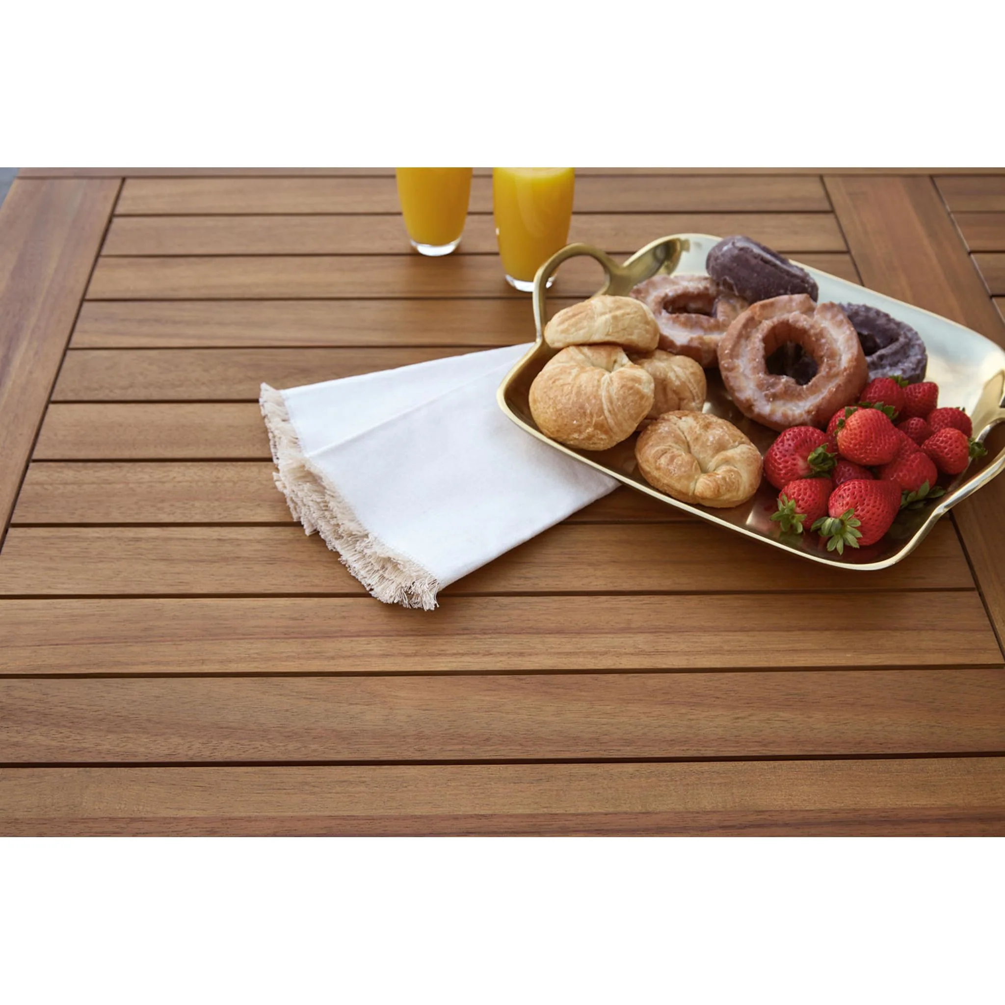 Janiyah Outdoor Rectangle Dining Table - Light Brown - Image 6
