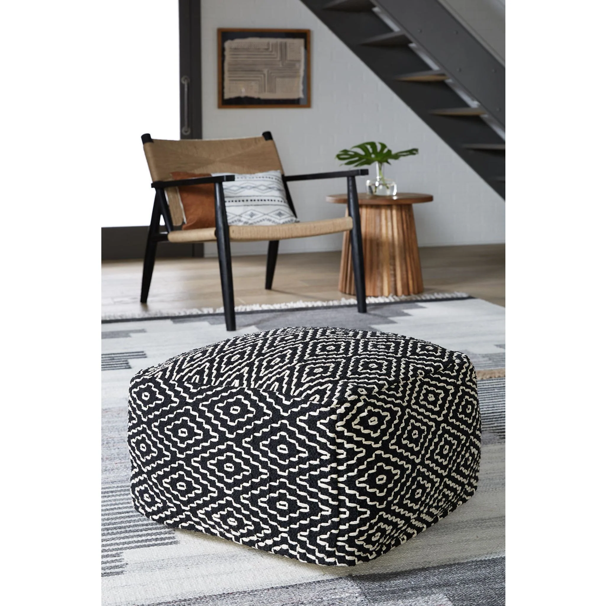Jasett Pouf - Black/Ivory - Image 2