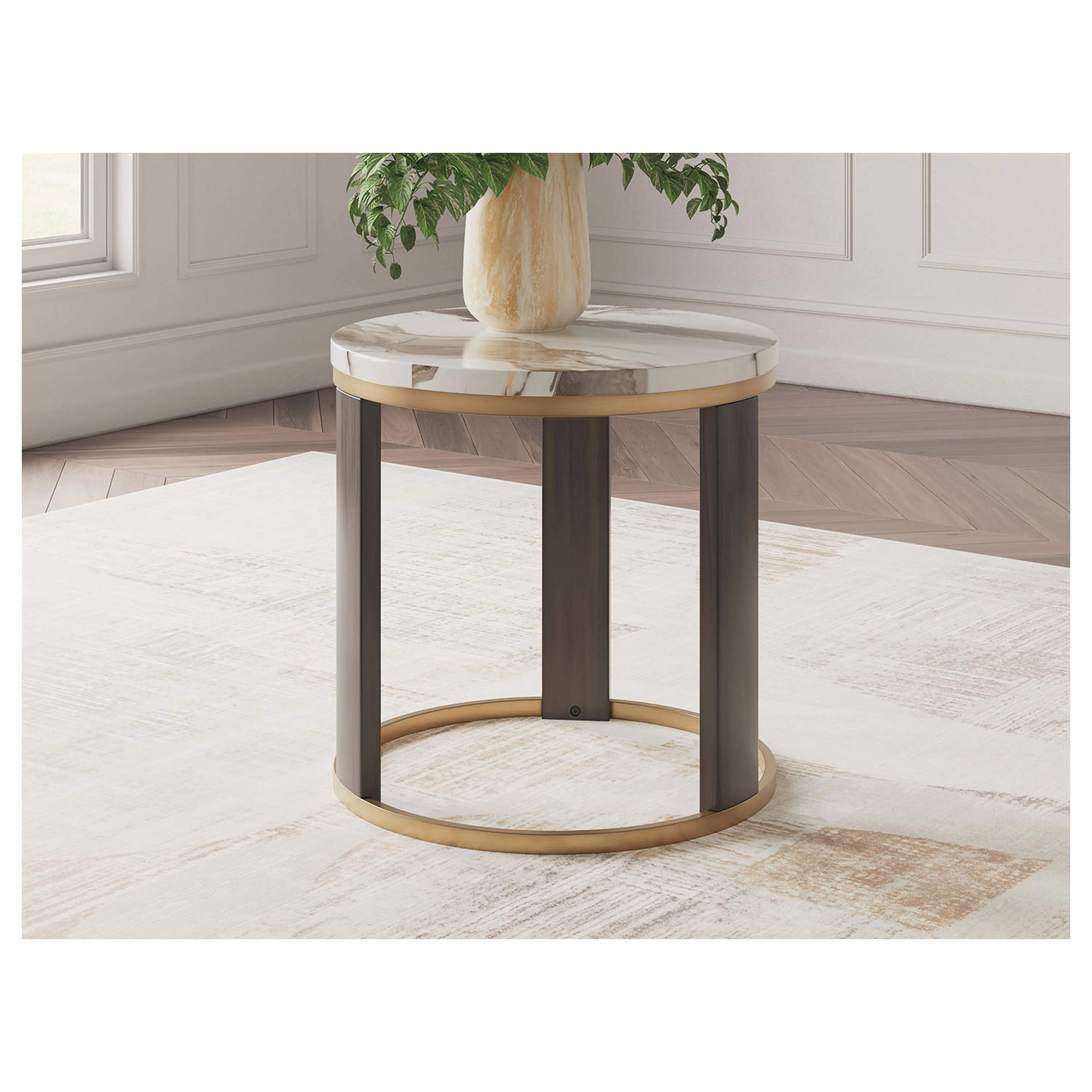 Jazmore End Table - Brown/Brass Finish - Image 2