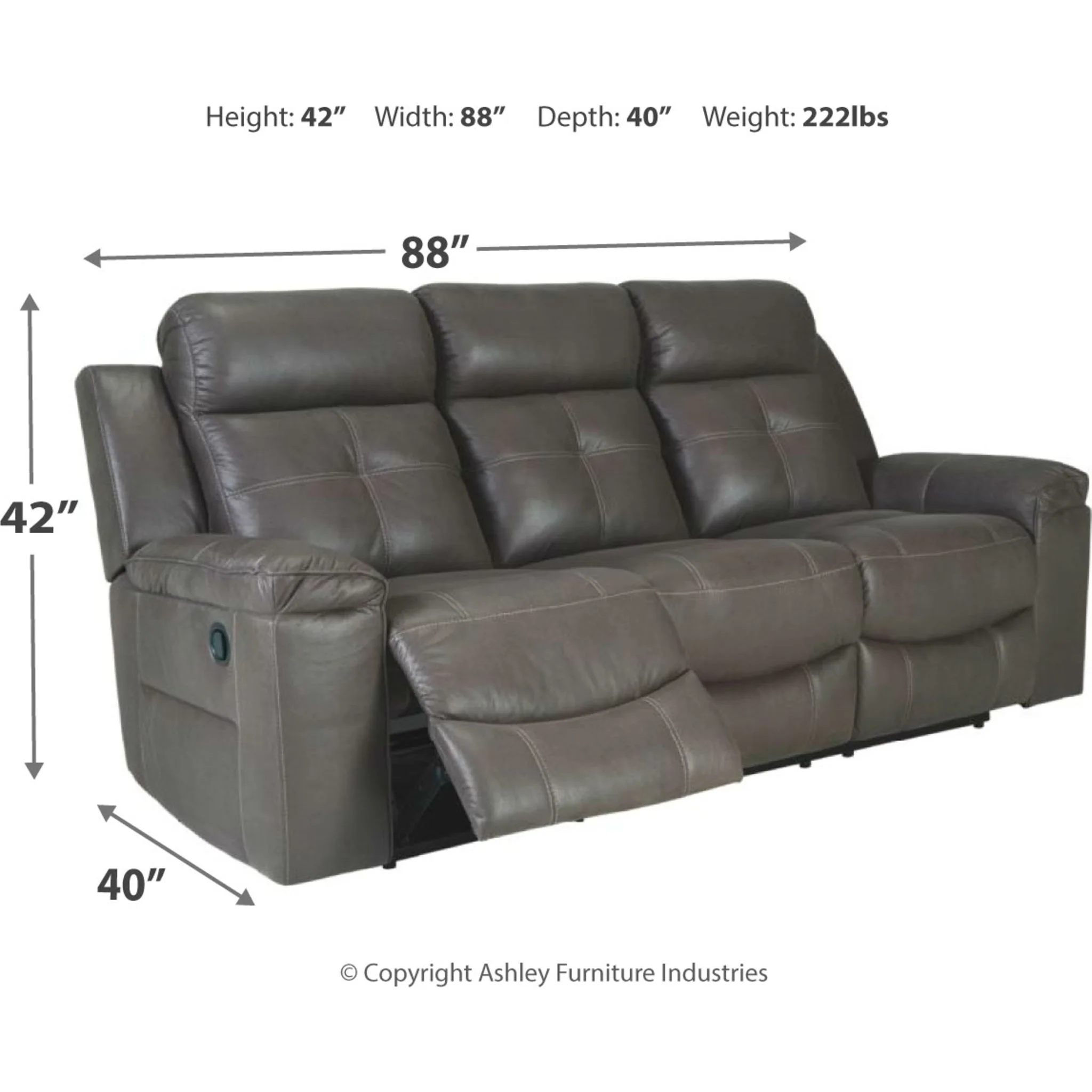Jesolo Reclining Sofa - Dark Gray - Image 10