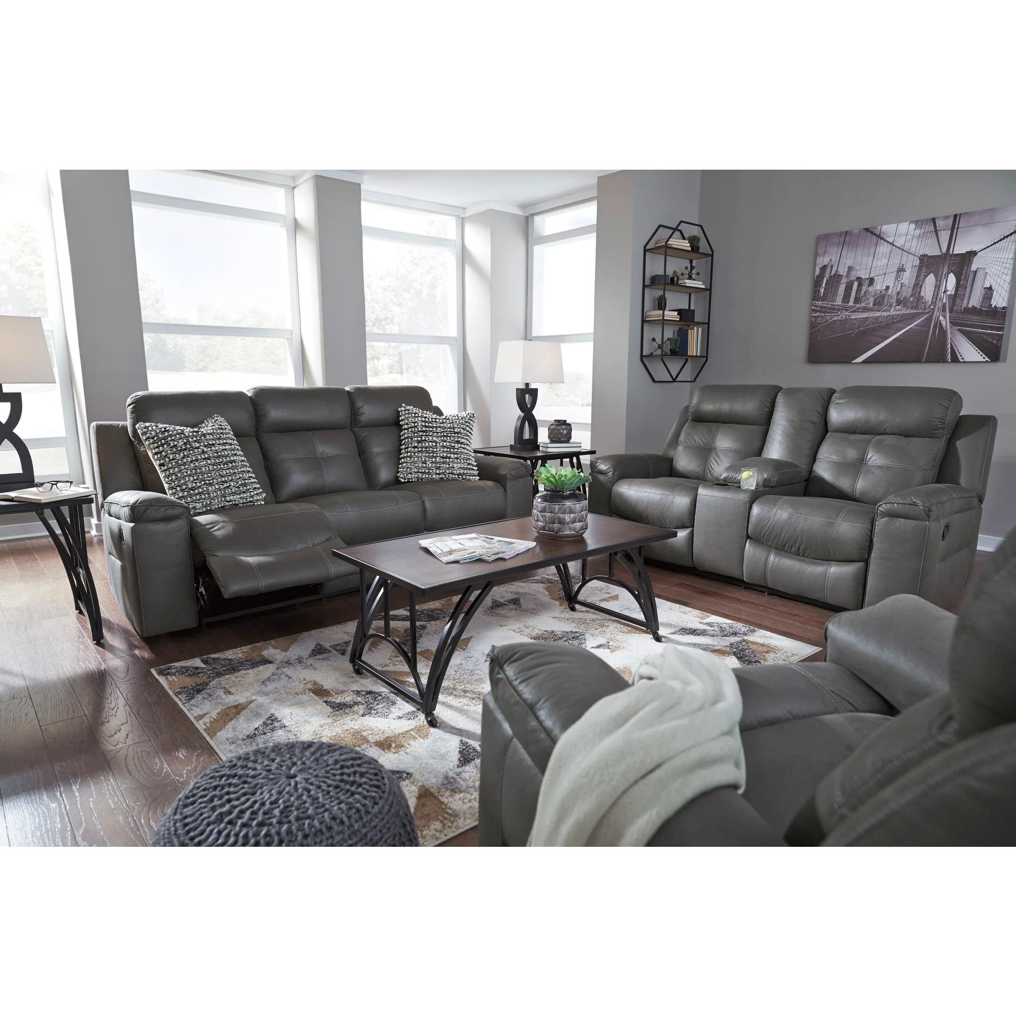 Jesolo Reclining Sofa - Dark Gray - Image 5