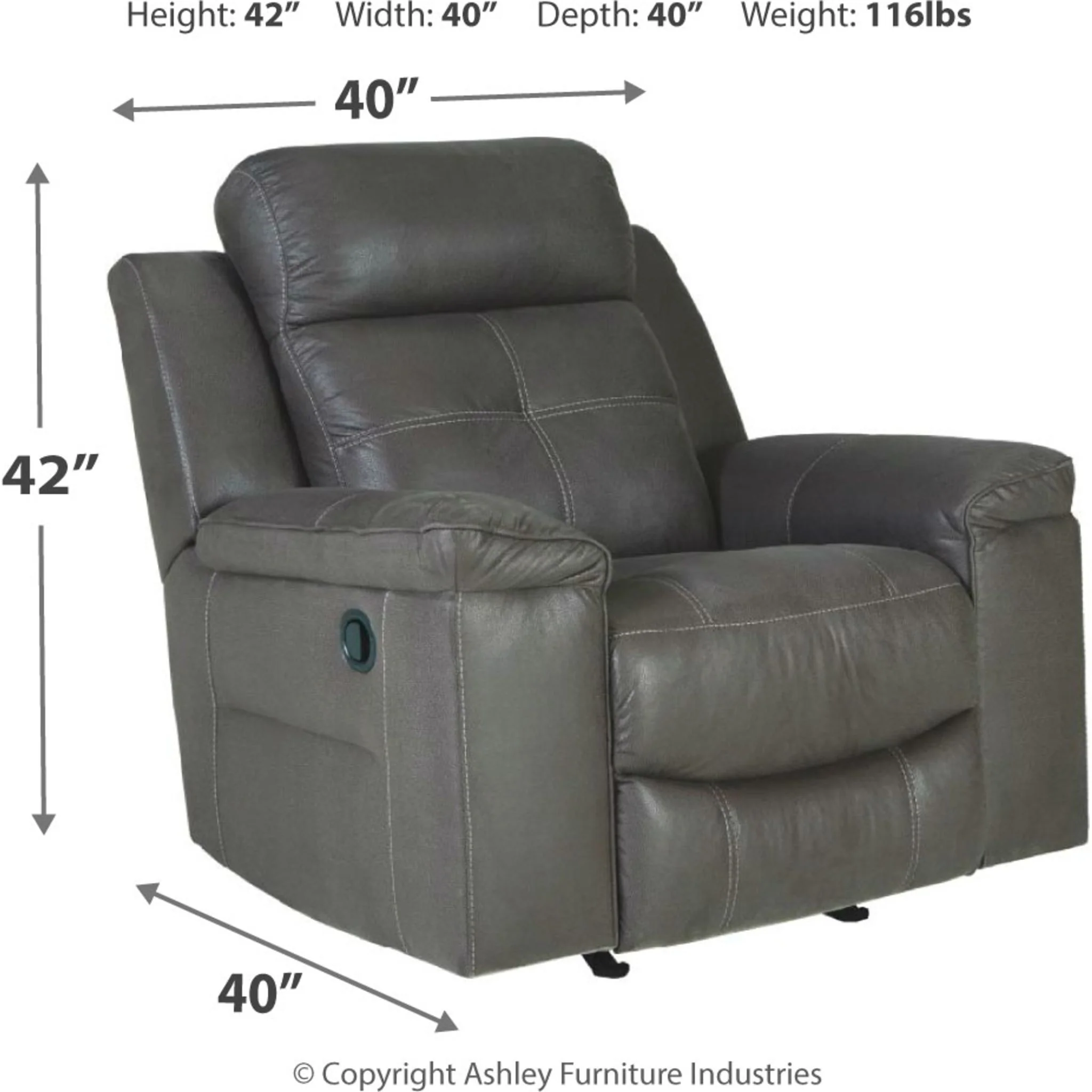 Jesolo Rocker Recliner - Dark Gray - Image 2