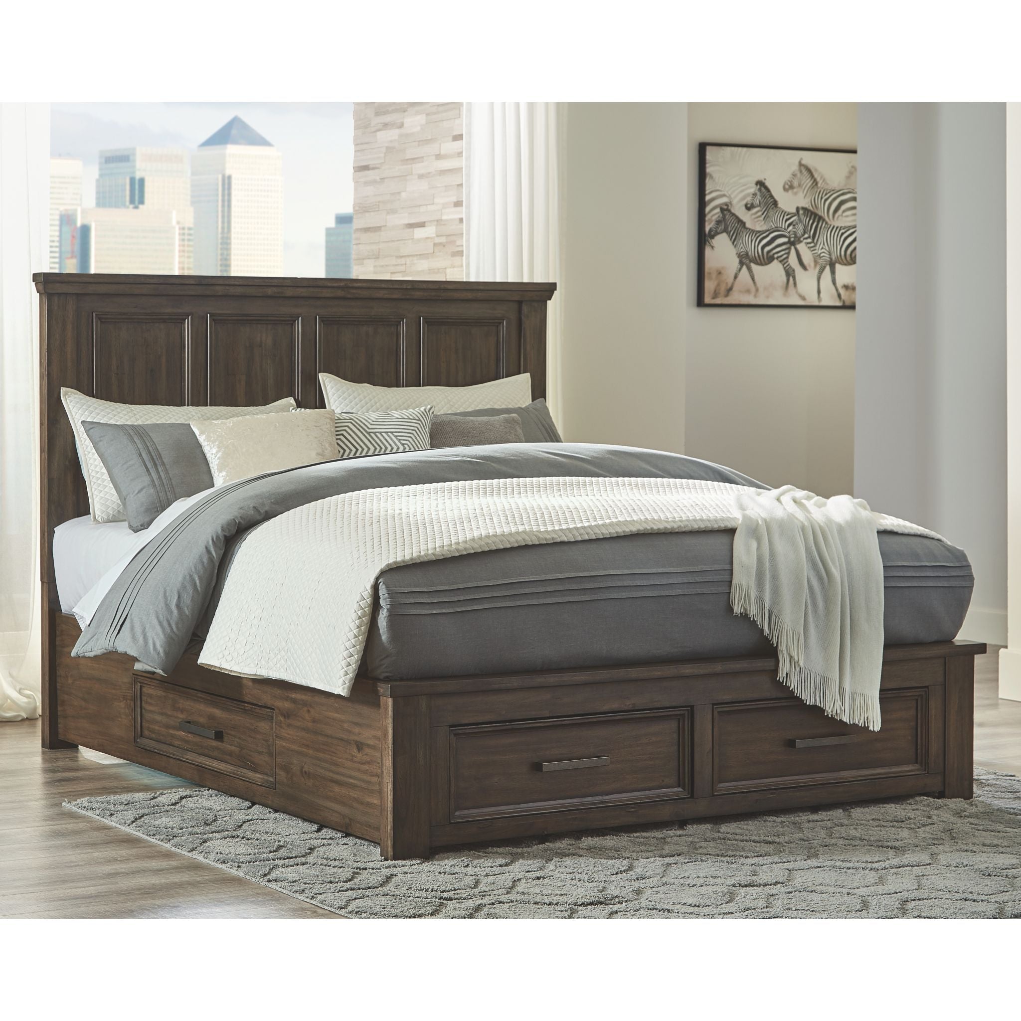 Johurst 4 Piece Queen Storage Bed - Grayish Brown - Image 2