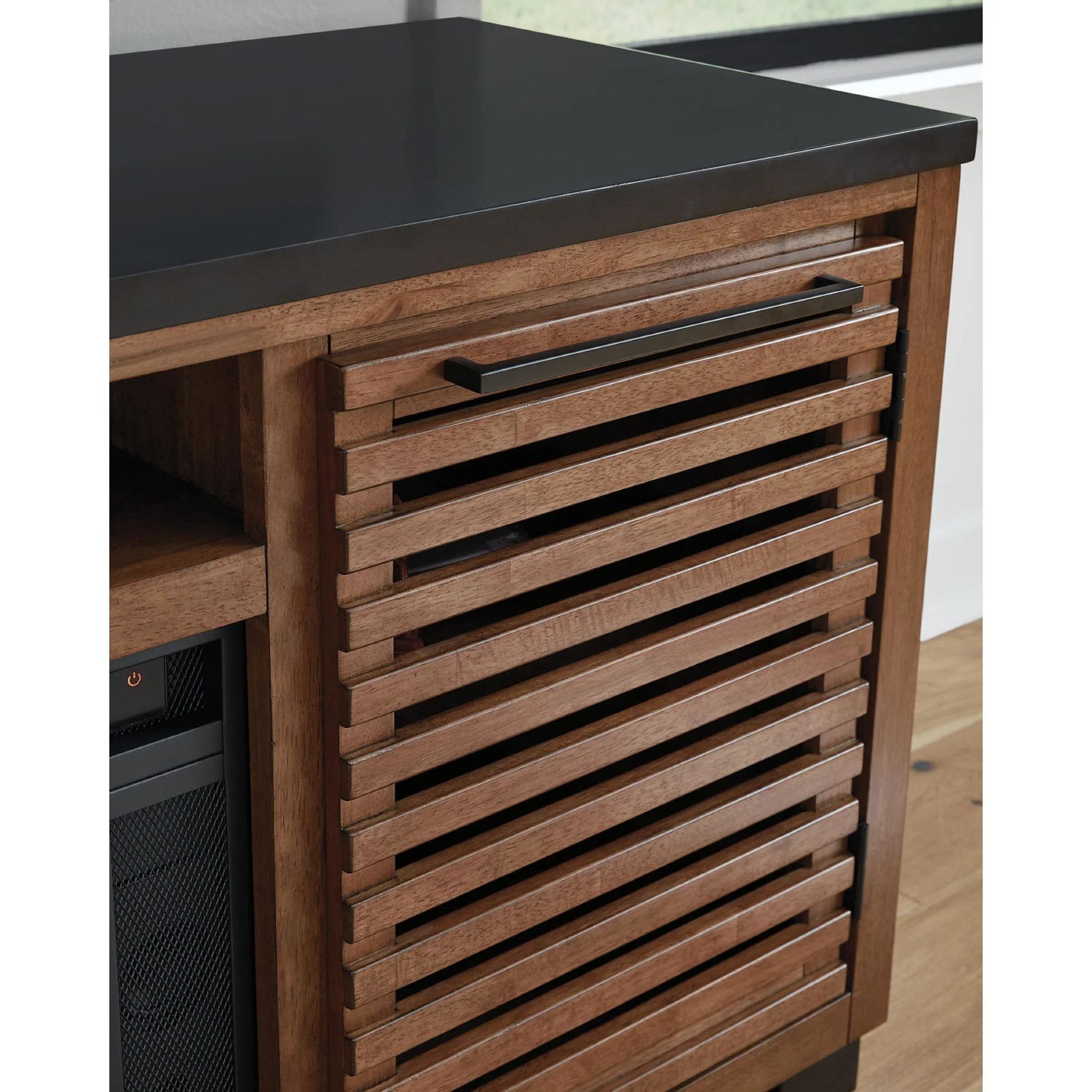 Kallari TV Stand - Warm Brown/Black - Image 6