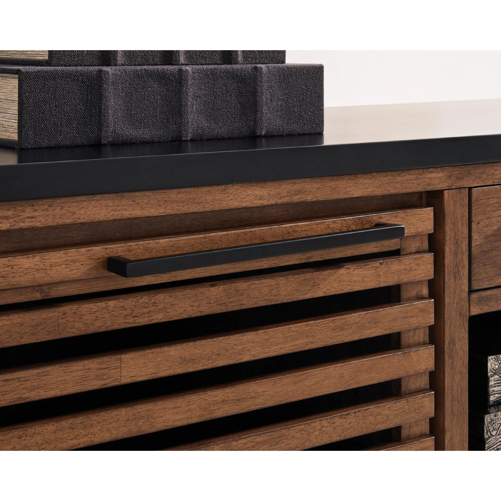 Kallari Credenza with Desk Return - Warm Brown/Black - Image 10