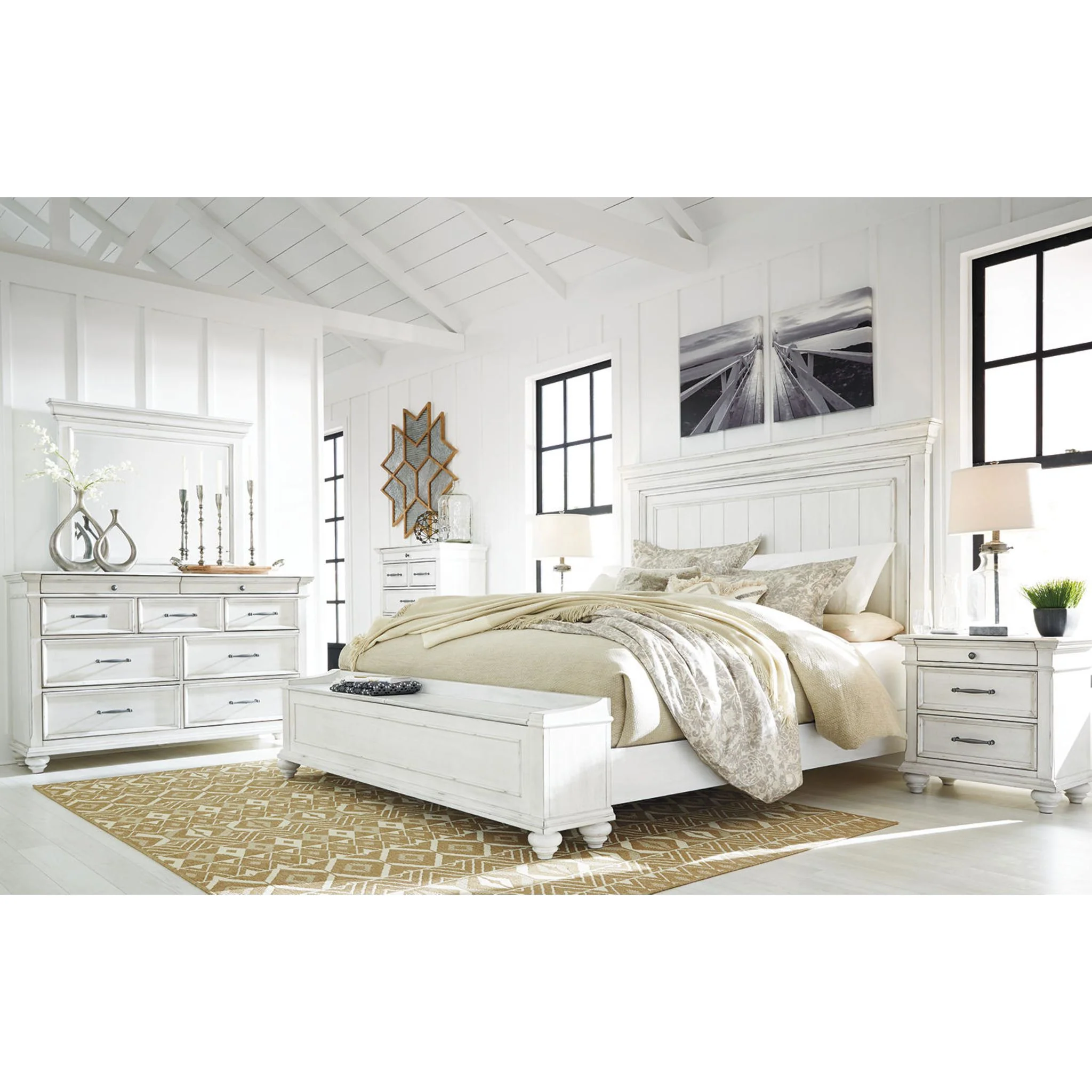 Kanwyn Panel Bed - Whitewash - Image 20