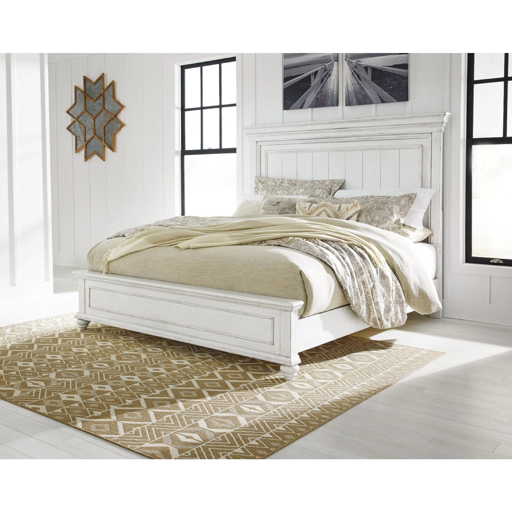 Kanwyn Panel Bed - Whitewash - Image 28