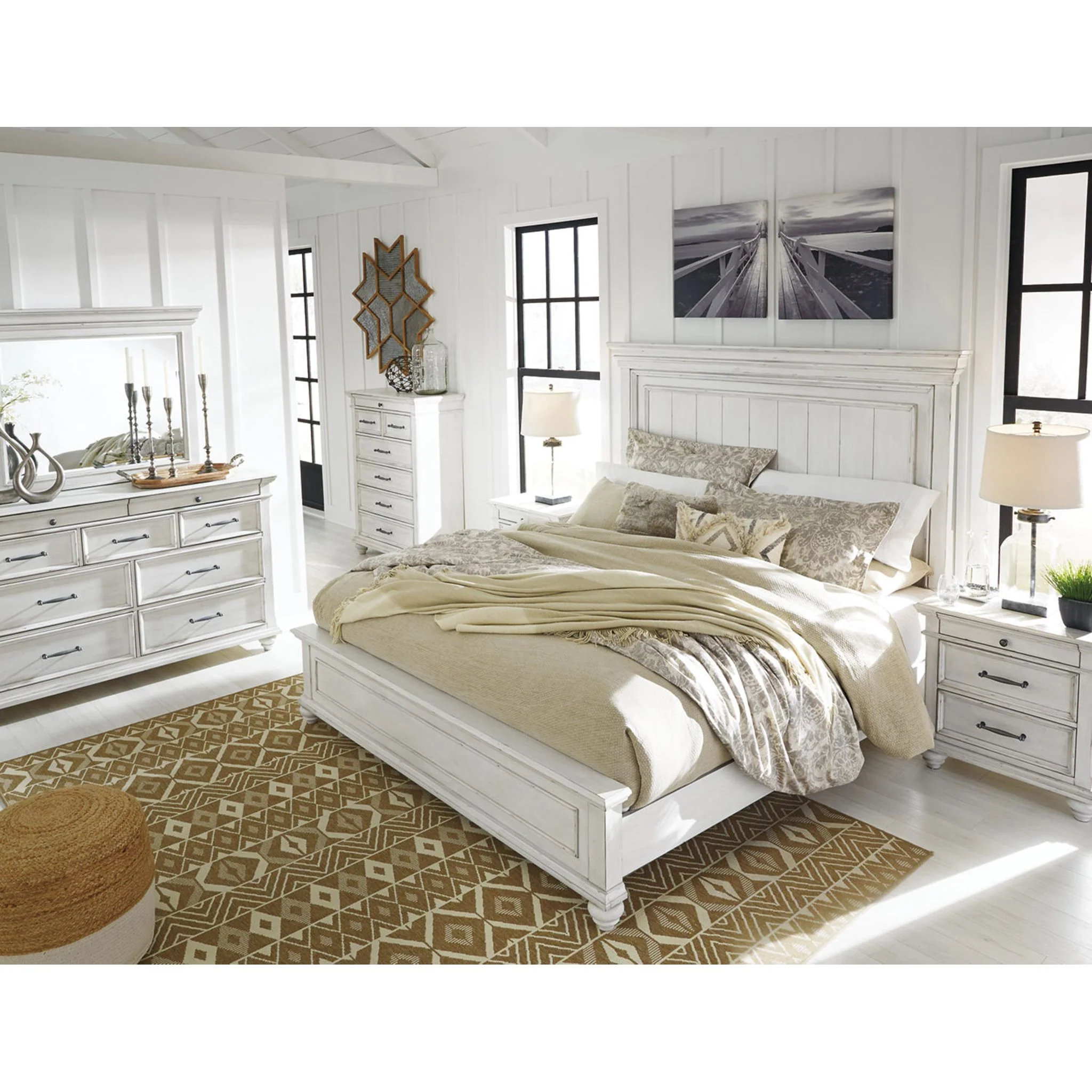 Kanwyn Panel Bed - Whitewash - Image 30