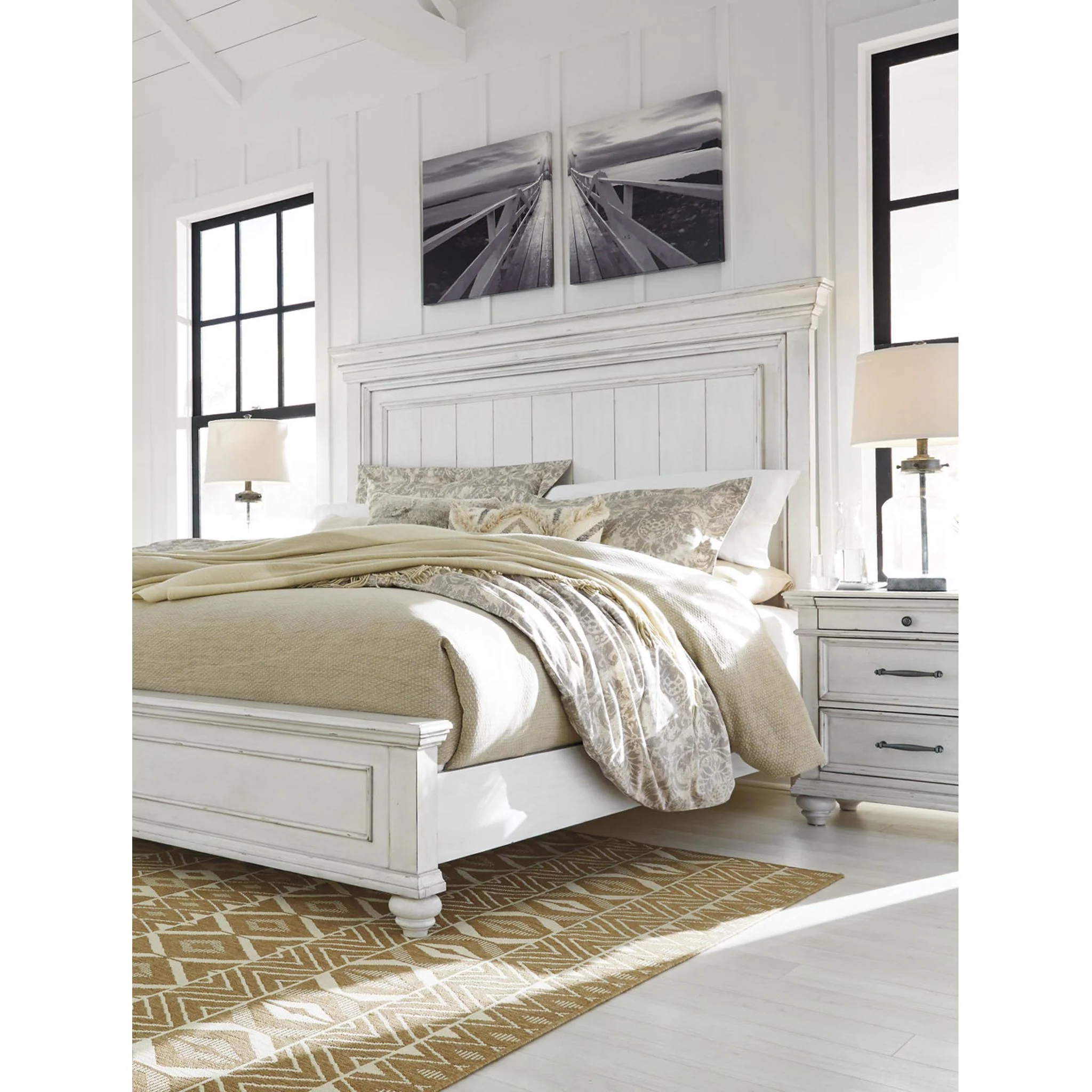 Kanwyn Panel Bed - Whitewash - Image 31
