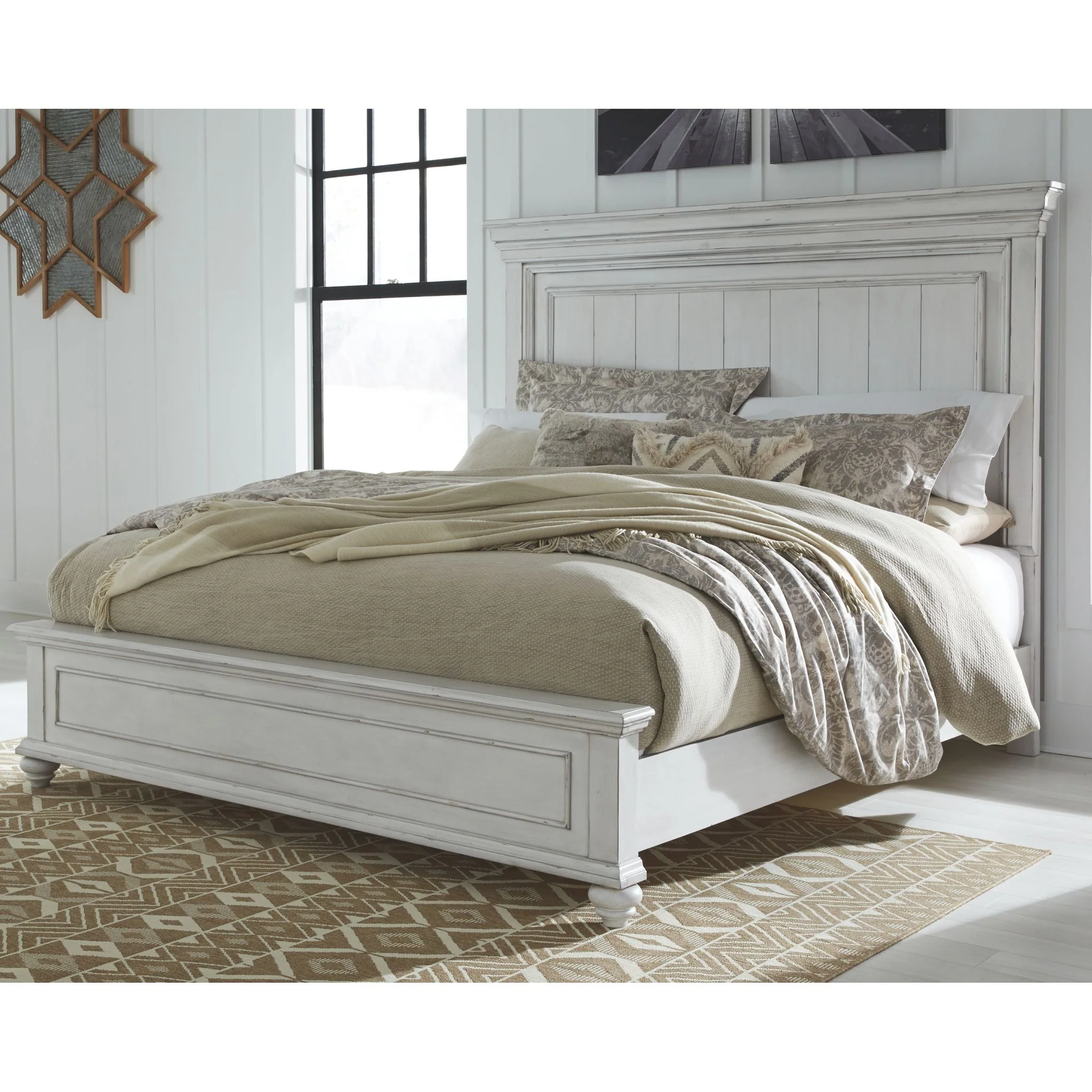 Kanwyn Panel Bed - Whitewash - Image 36