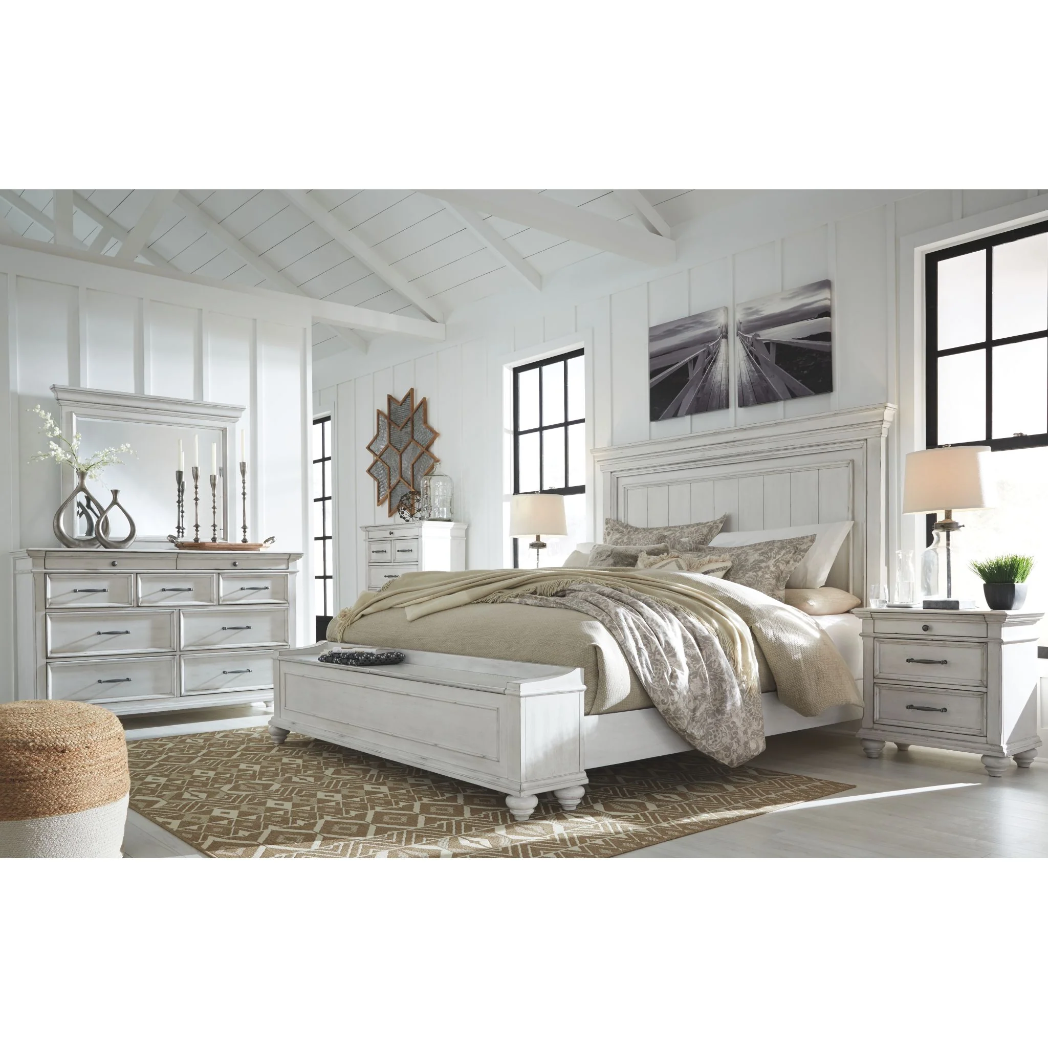 Kanwyn Panel Bed - Whitewash - Image 44