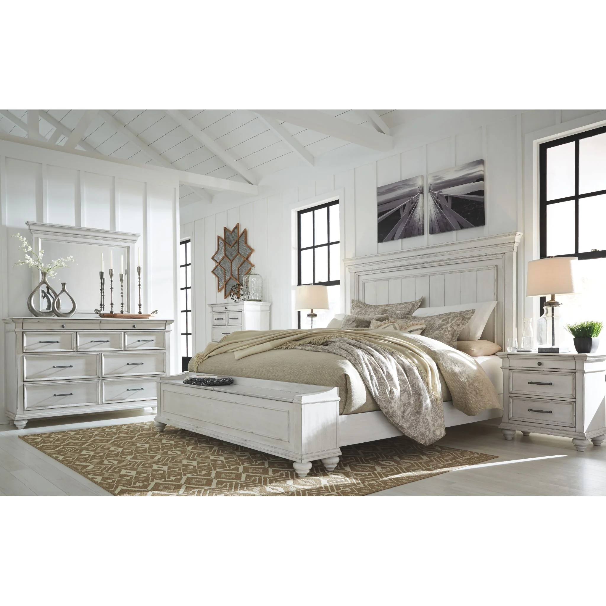 Kanwyn Panel Bed - Whitewash - Image 45