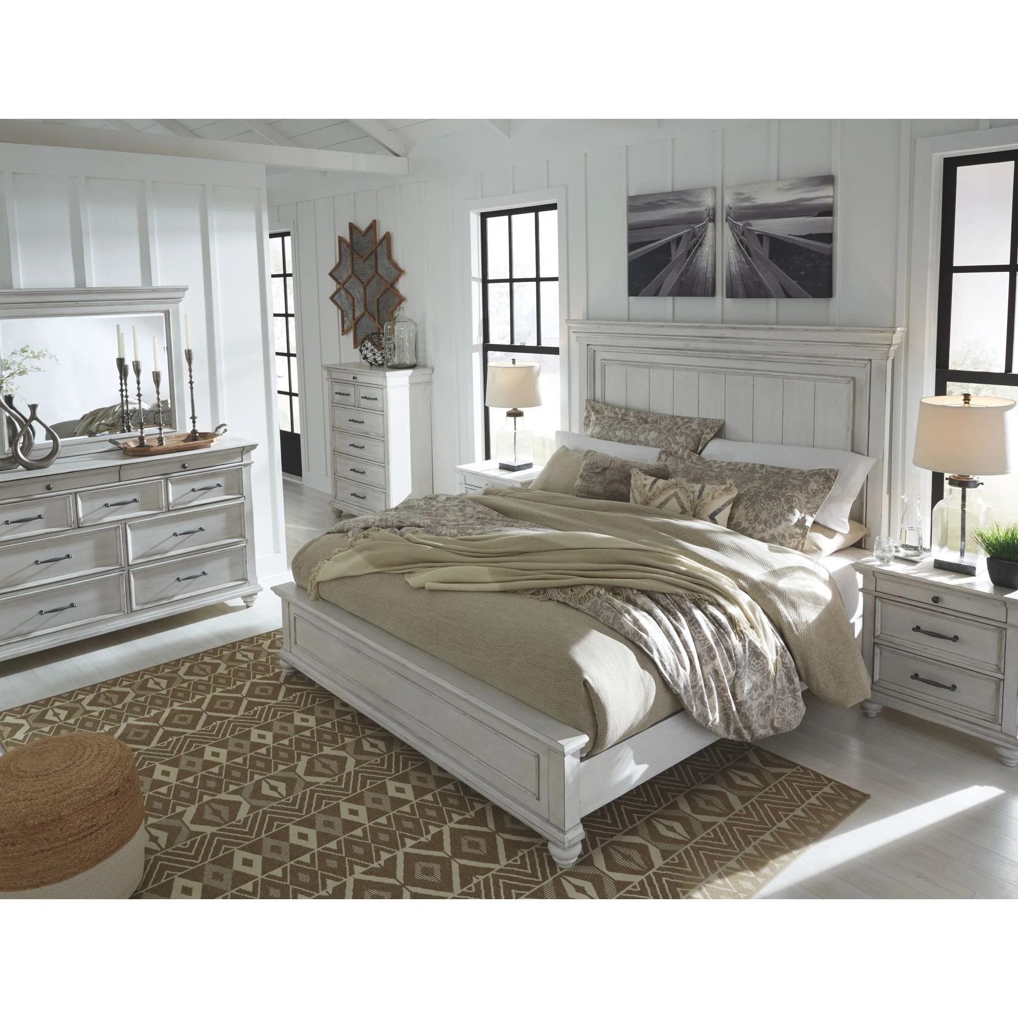 Kanwyn Panel Bed - Whitewash - Image 47