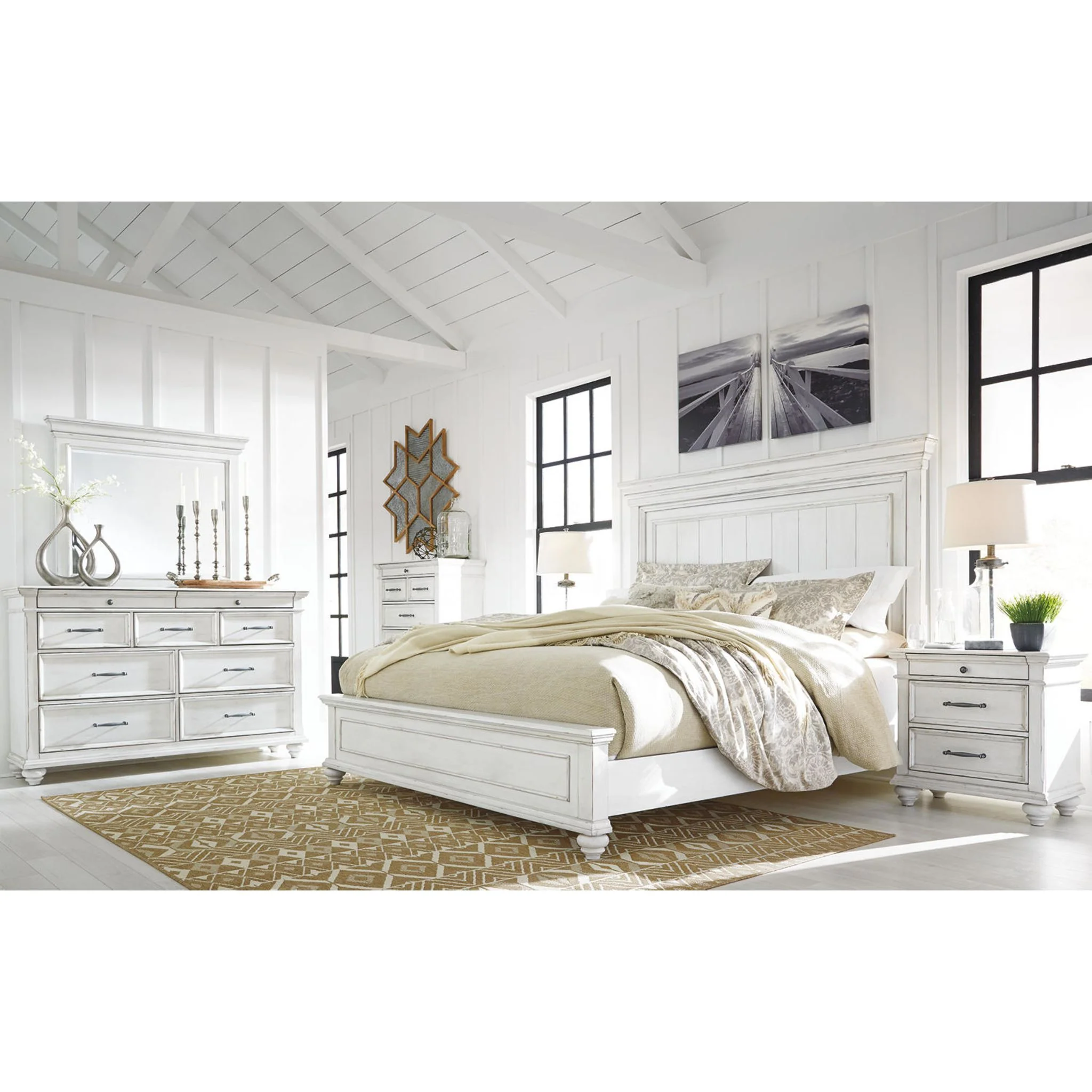 Kanwyn Panel Bed - Whitewash - Image 51