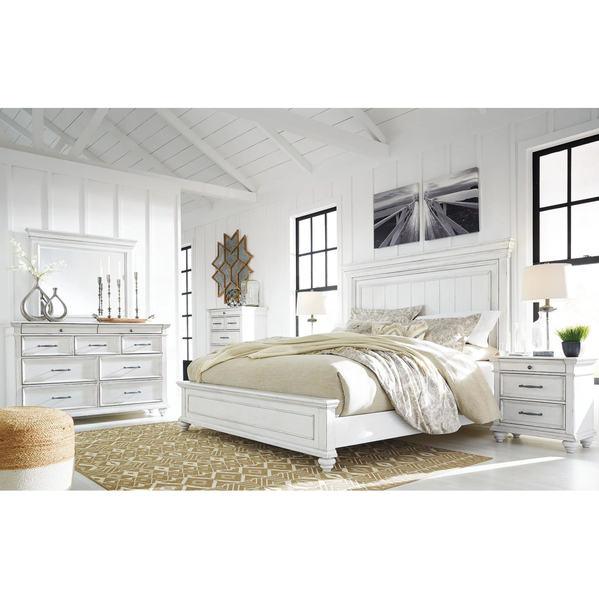 Kanwyn Panel Bed - Whitewash - Image 52
