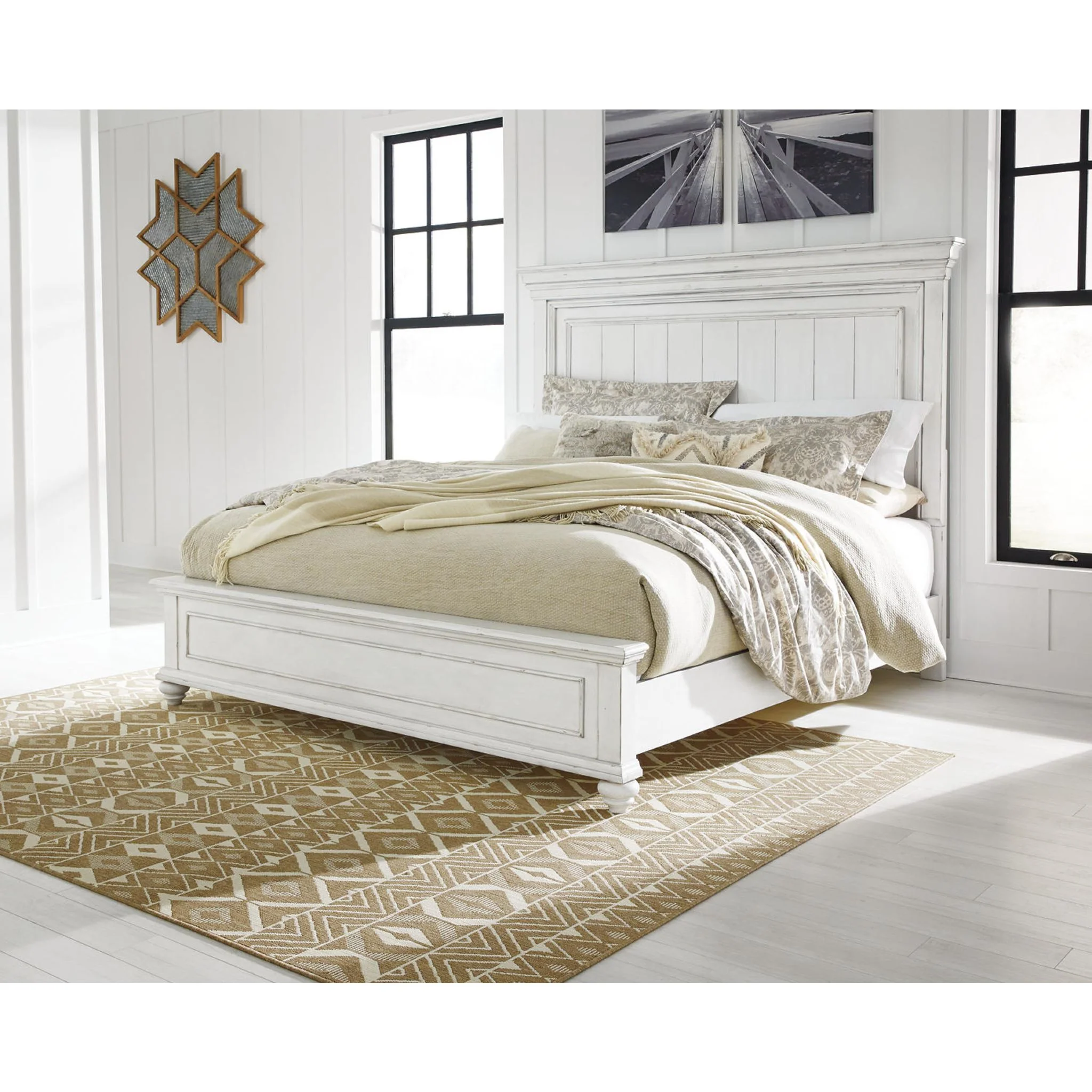 Kanwyn Panel Bed - Whitewash - Image 55