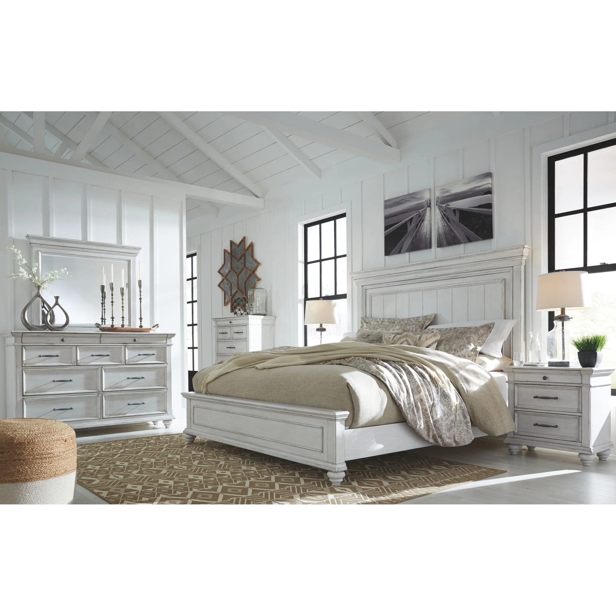 Kanwyn Panel Bed - Whitewash - Image 9