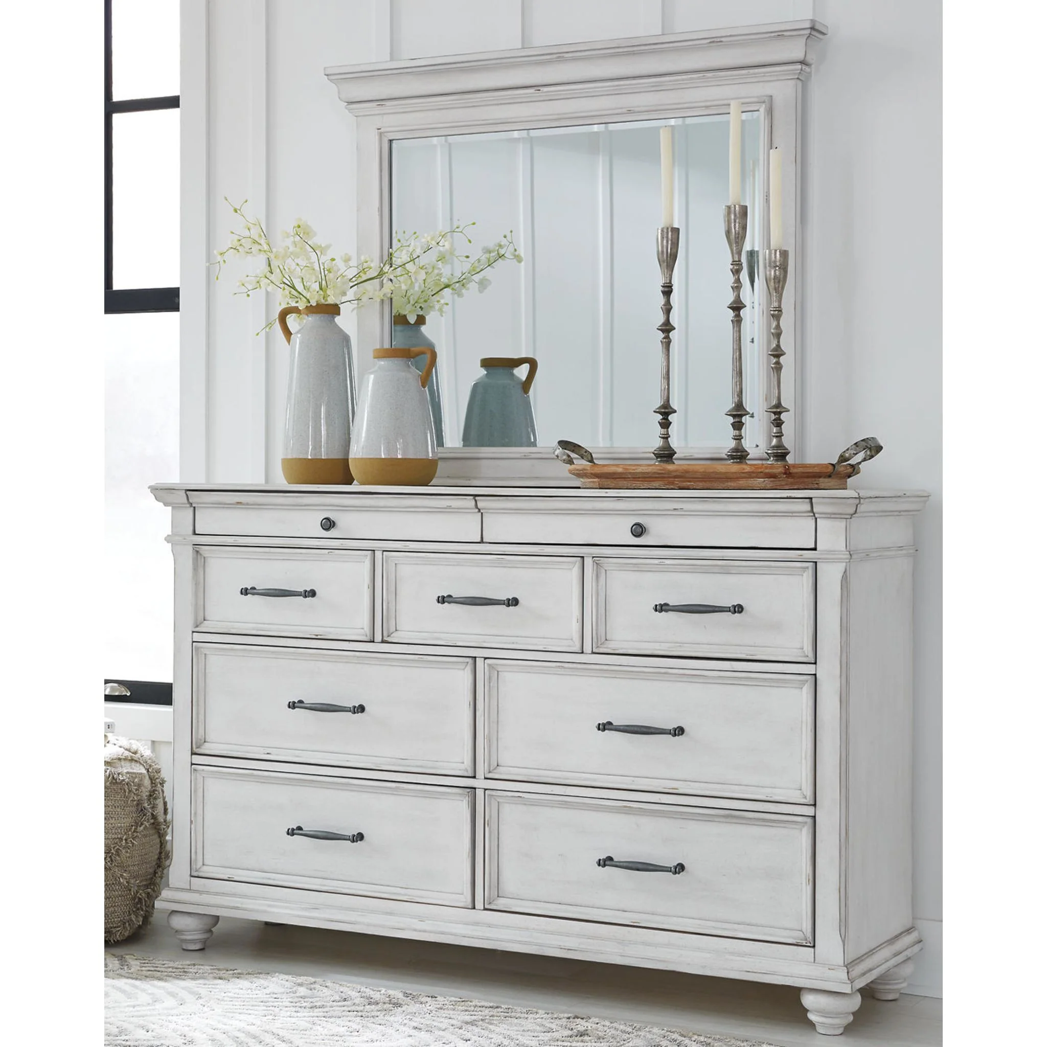 Kanwyn Dresser and Mirror - Whitewash - Image 13