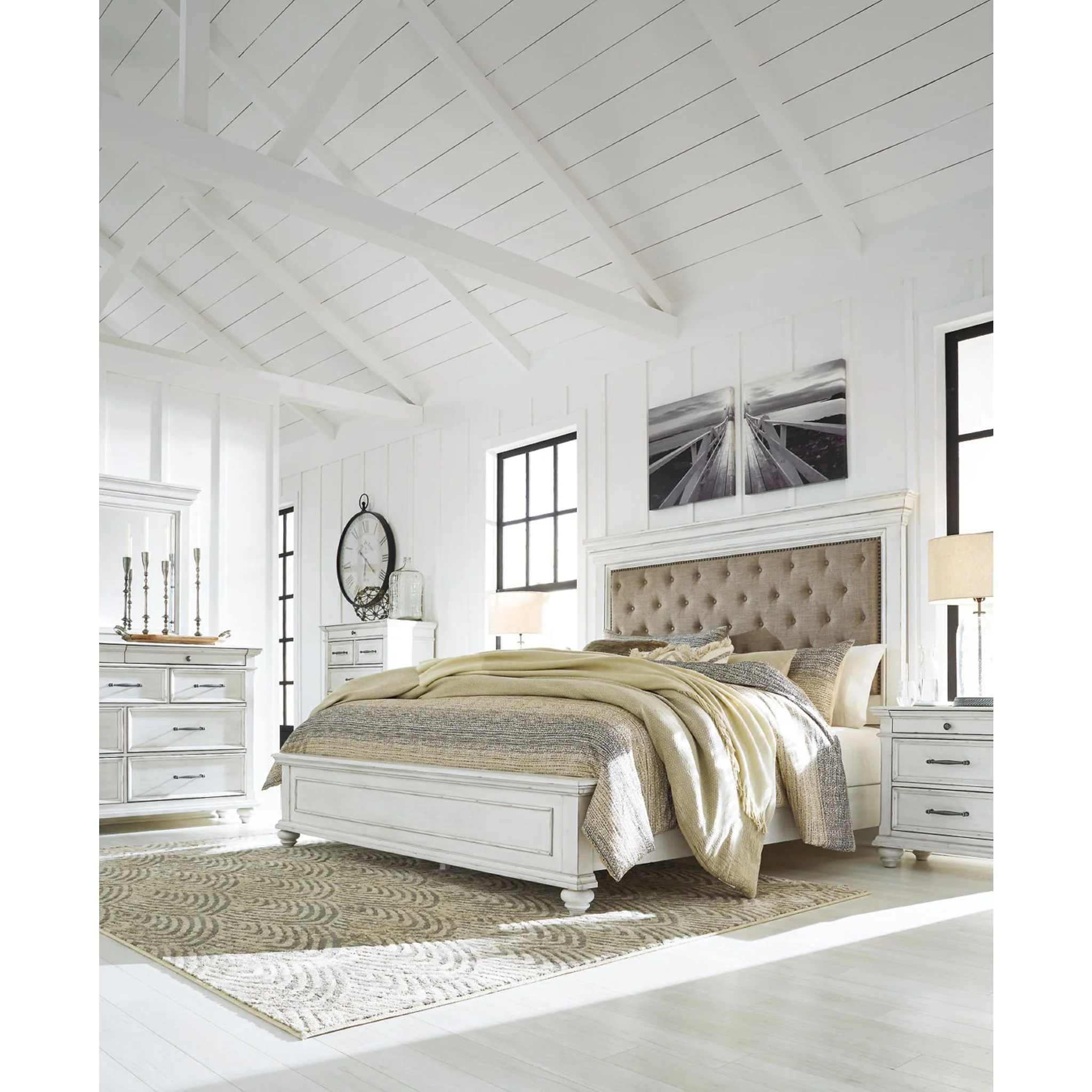 Kanwyn Panel Bed - Whitewash - Image 16