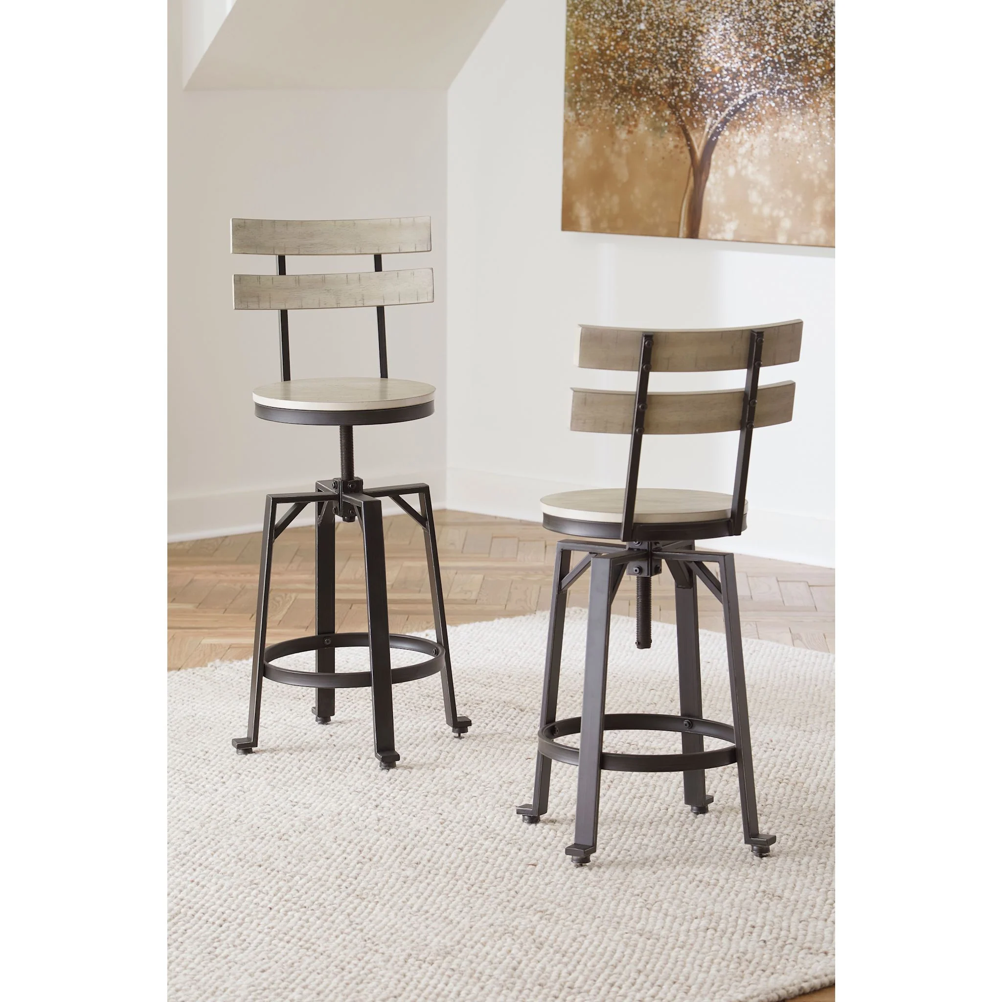 Karisslyn Adjustable Height Stool - Whitewash/Black - (D336-124) - Image 2