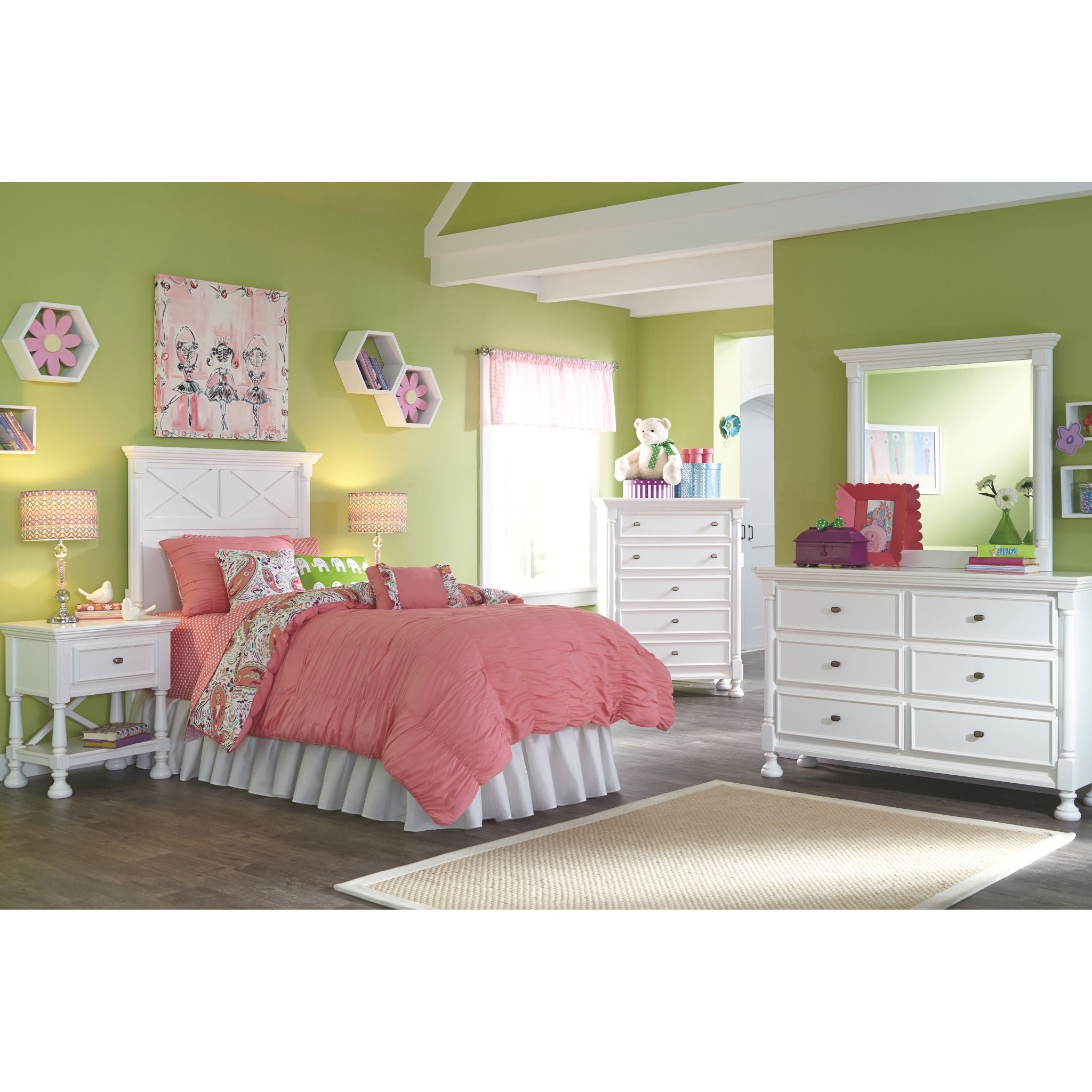 Kaslyn 5 Piece Twin Bedroom - White - Image 2