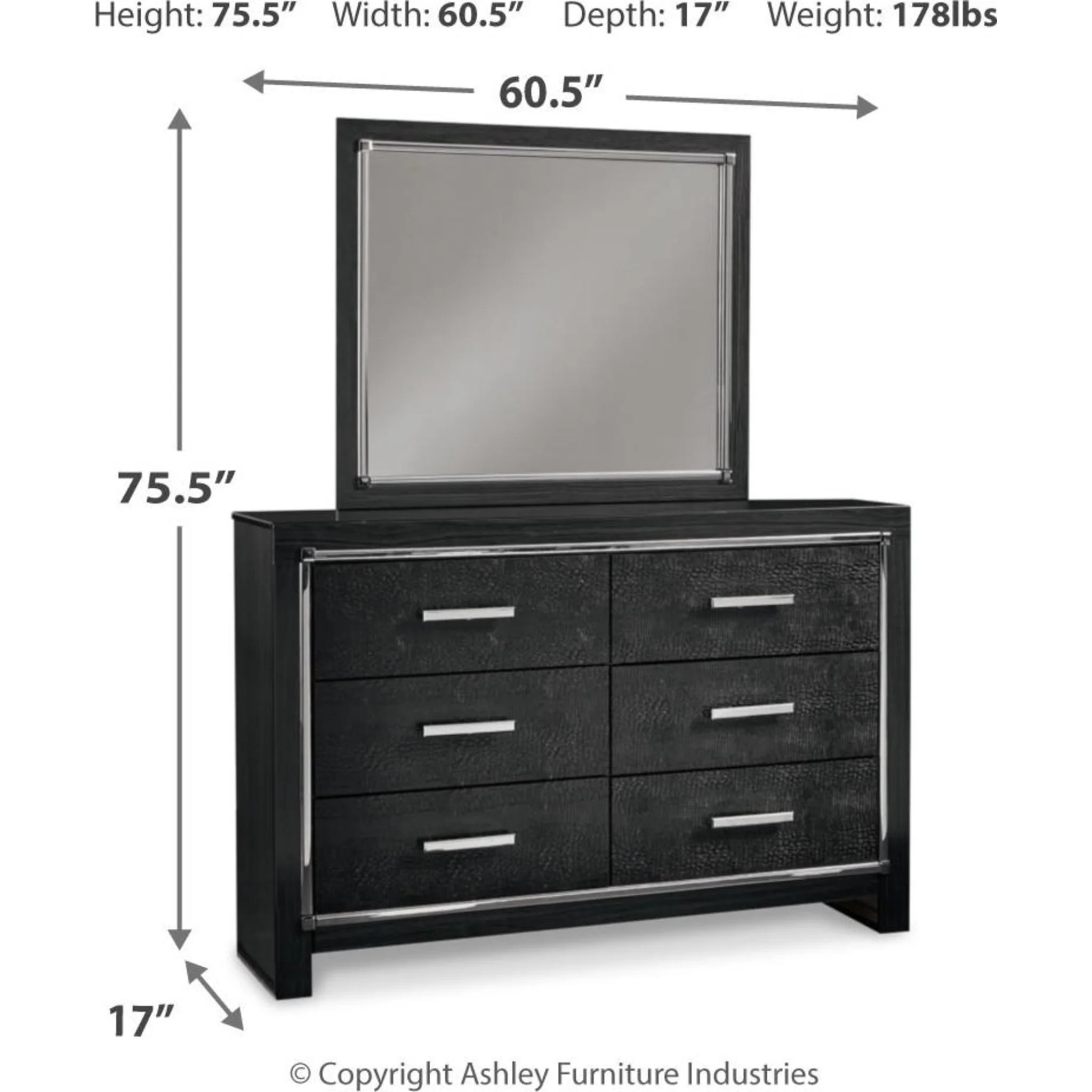 Kaydell Dresser and Mirror - Black - Image 14