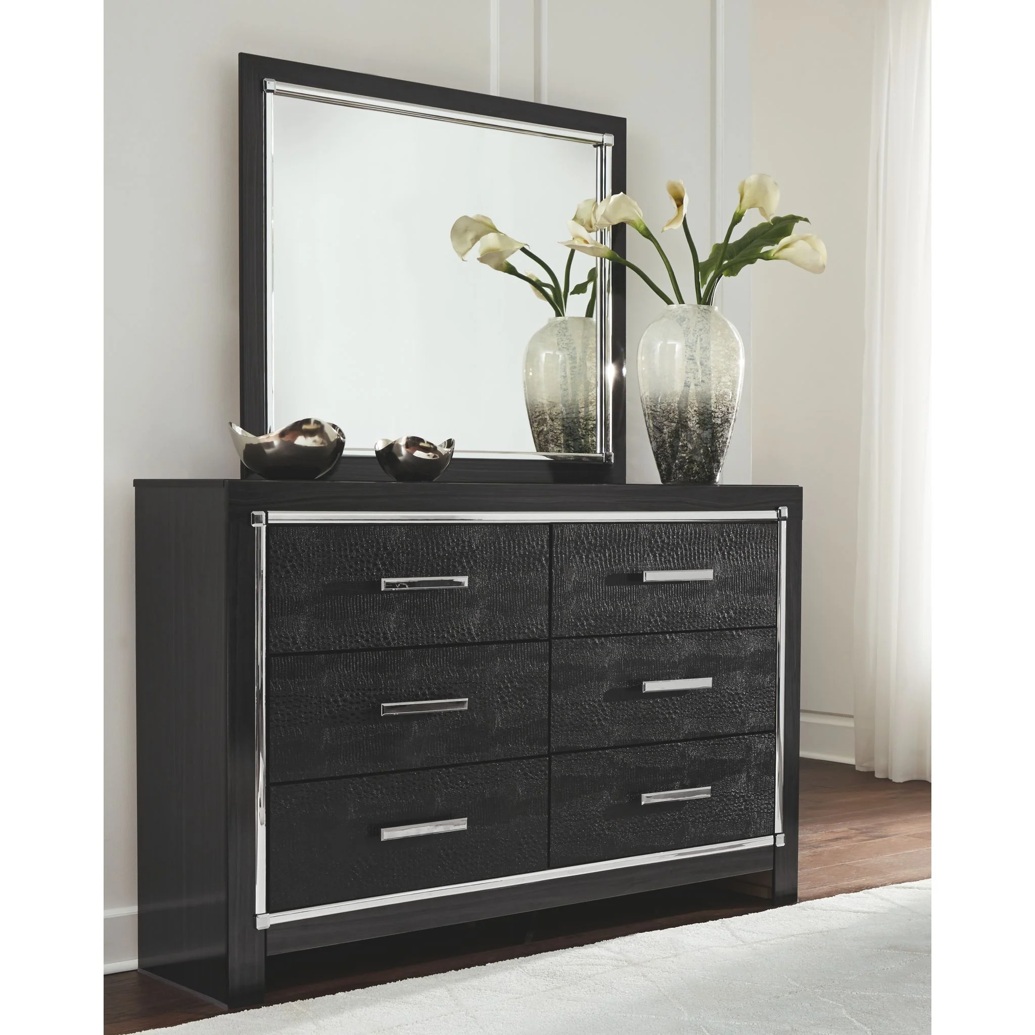 Kaydell Dresser and Mirror - Black - Image 3