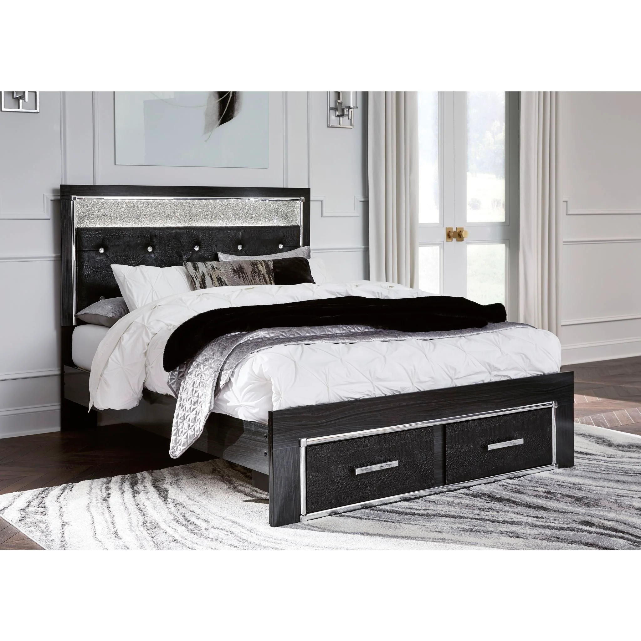 Kaydell Platform Storage Bed - Black - Image 2