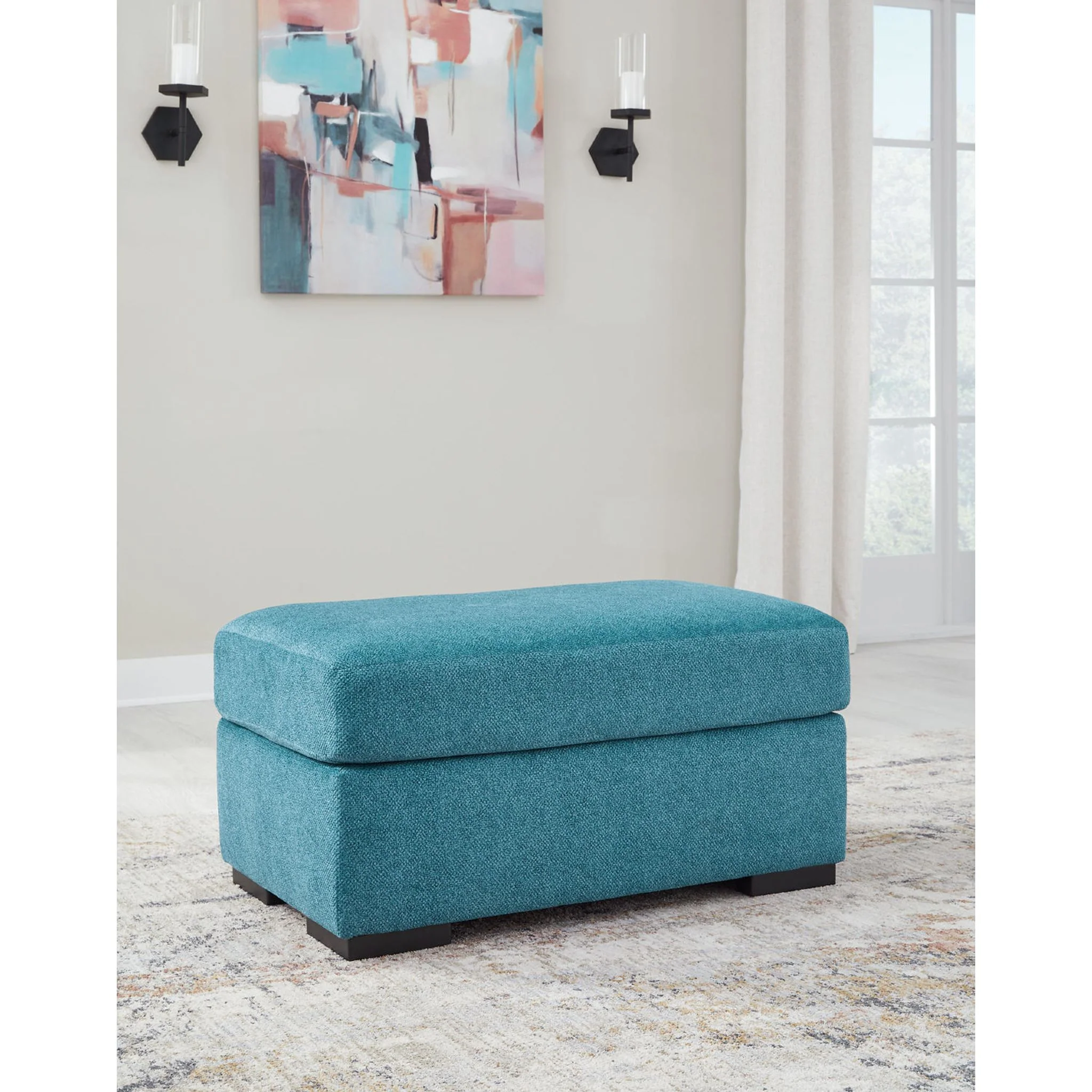 Keerwick Ottoman - Teal - Image 2