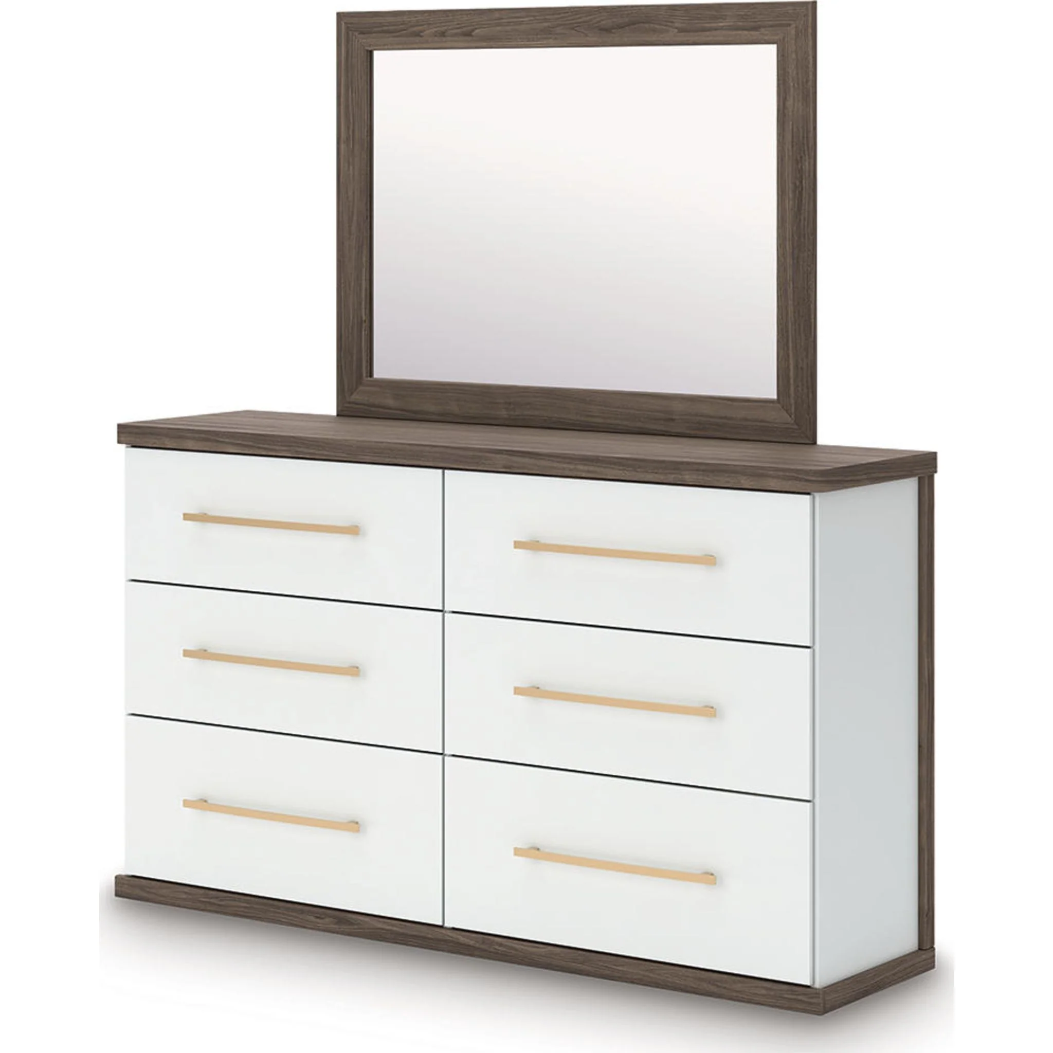 Kendanport Dresser and Mirror - White/Brown