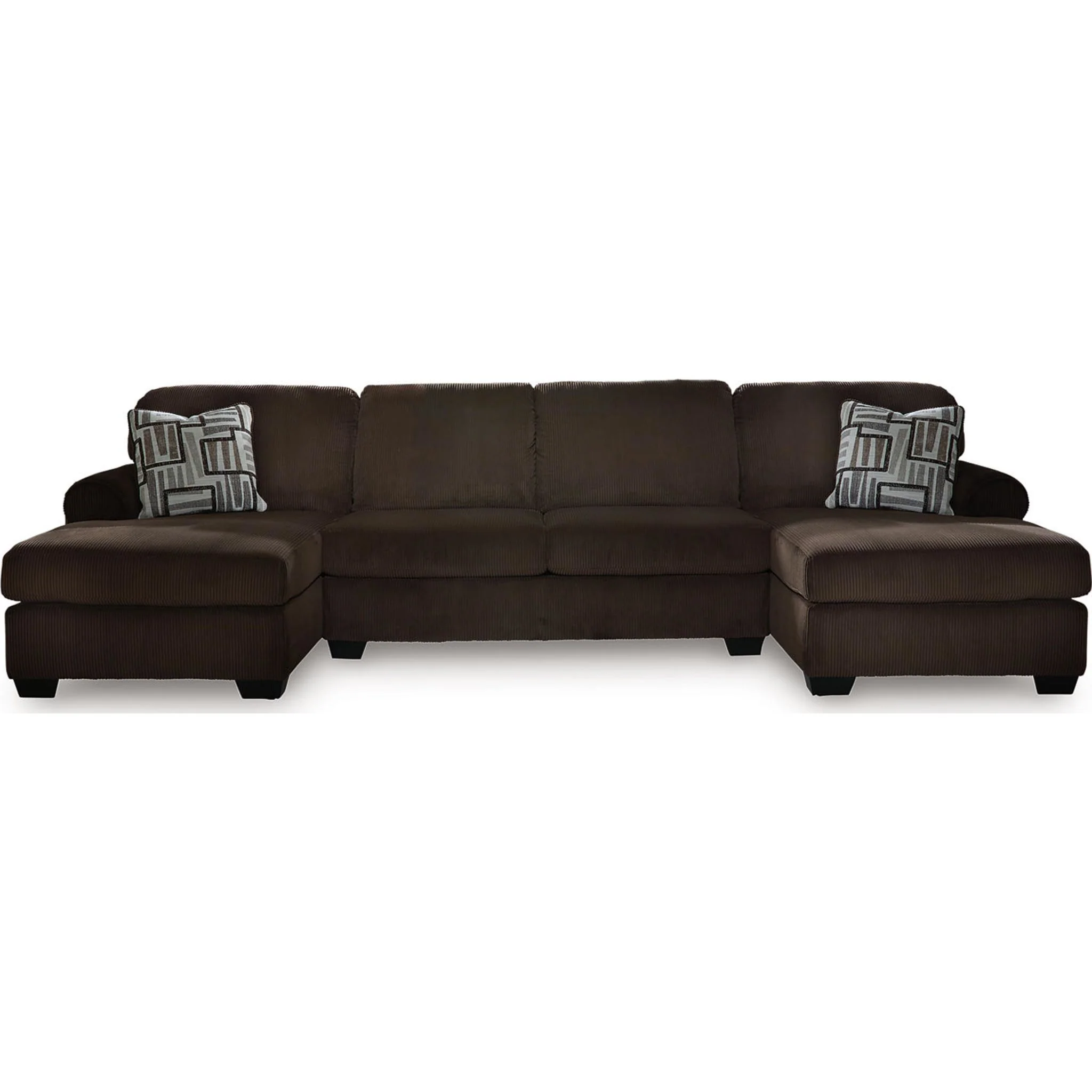 Kimlee 3 Piece Sectional with Double Chaise - Chocolate