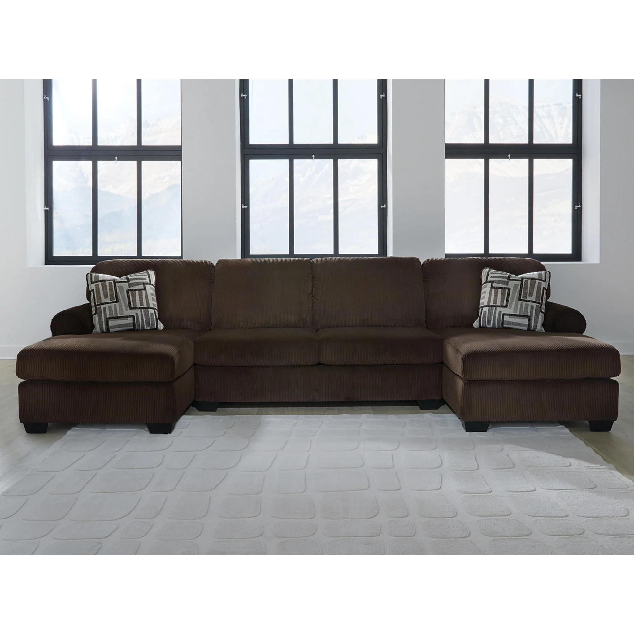Kimlee 3 Piece Sectional with Double Chaise - Chocolate - Image 2