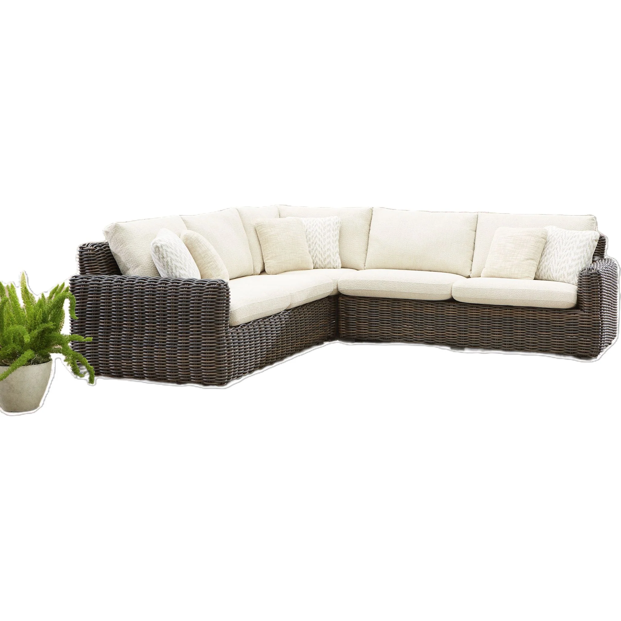 Kimora 3-Piece Outdoor Sectional - Beige/Dark Brown