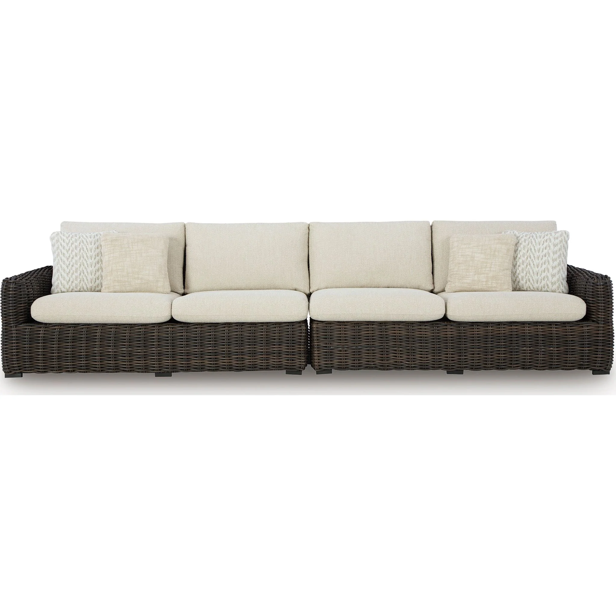 Kimora 3-Piece Outdoor Sectional - Beige/Dark Brown - Image 3