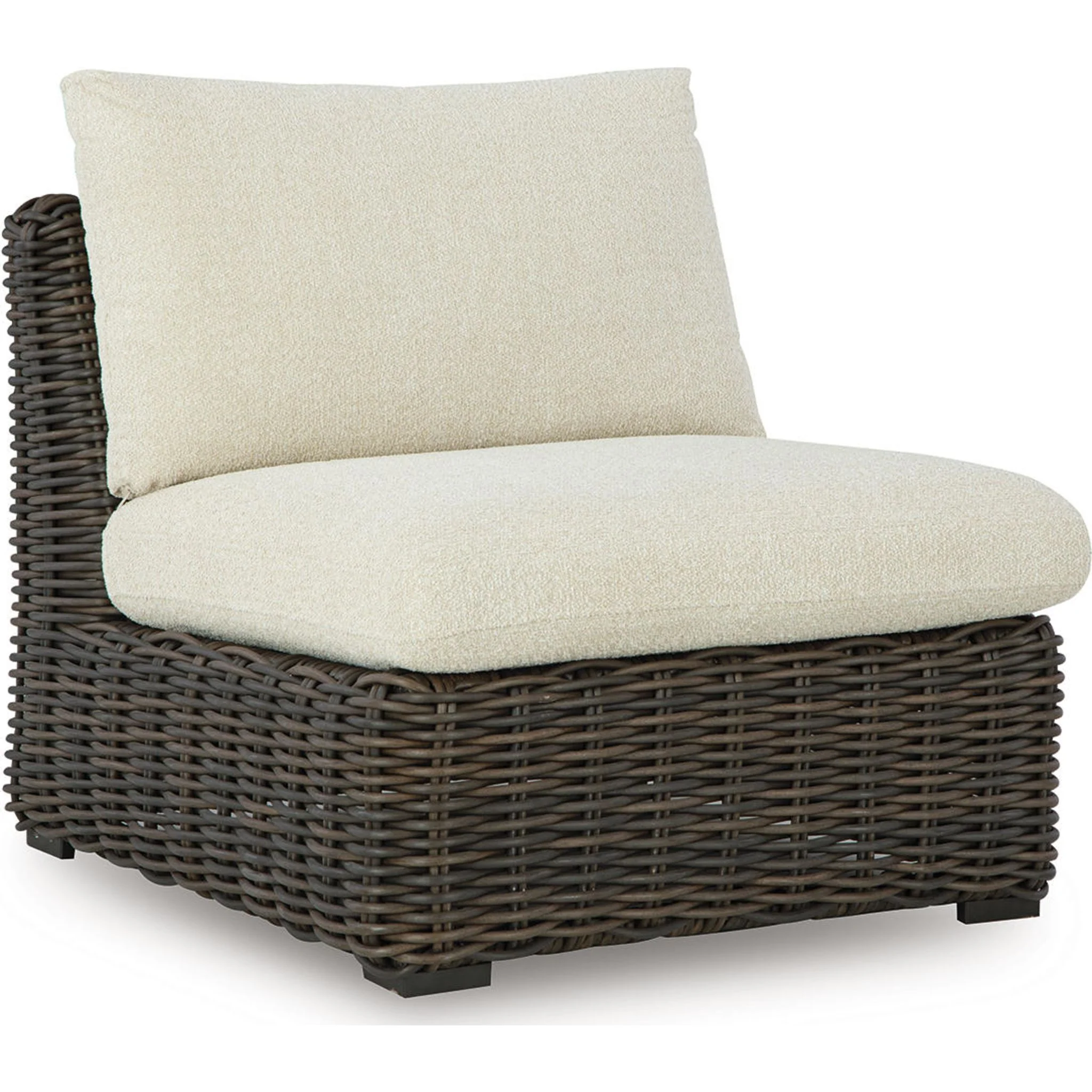 Kimora Outdoor Armless Chair with Cushion - Beige/Dark Brown