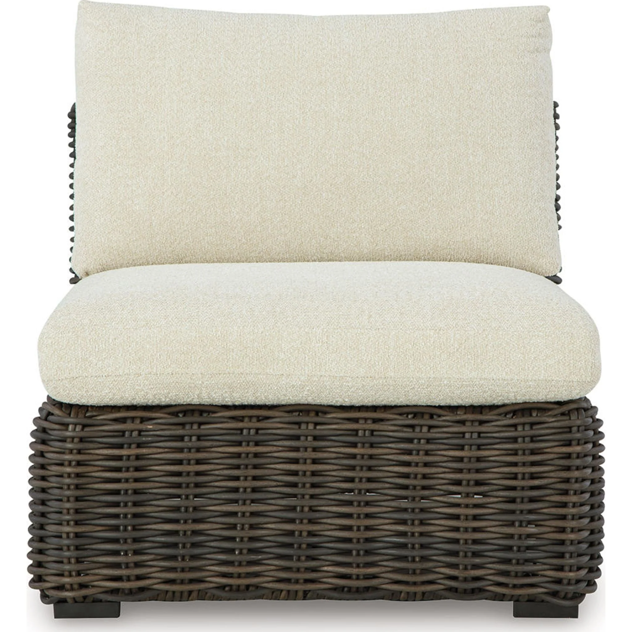 Kimora Outdoor Armless Chair with Cushion - Beige/Dark Brown - Image 3