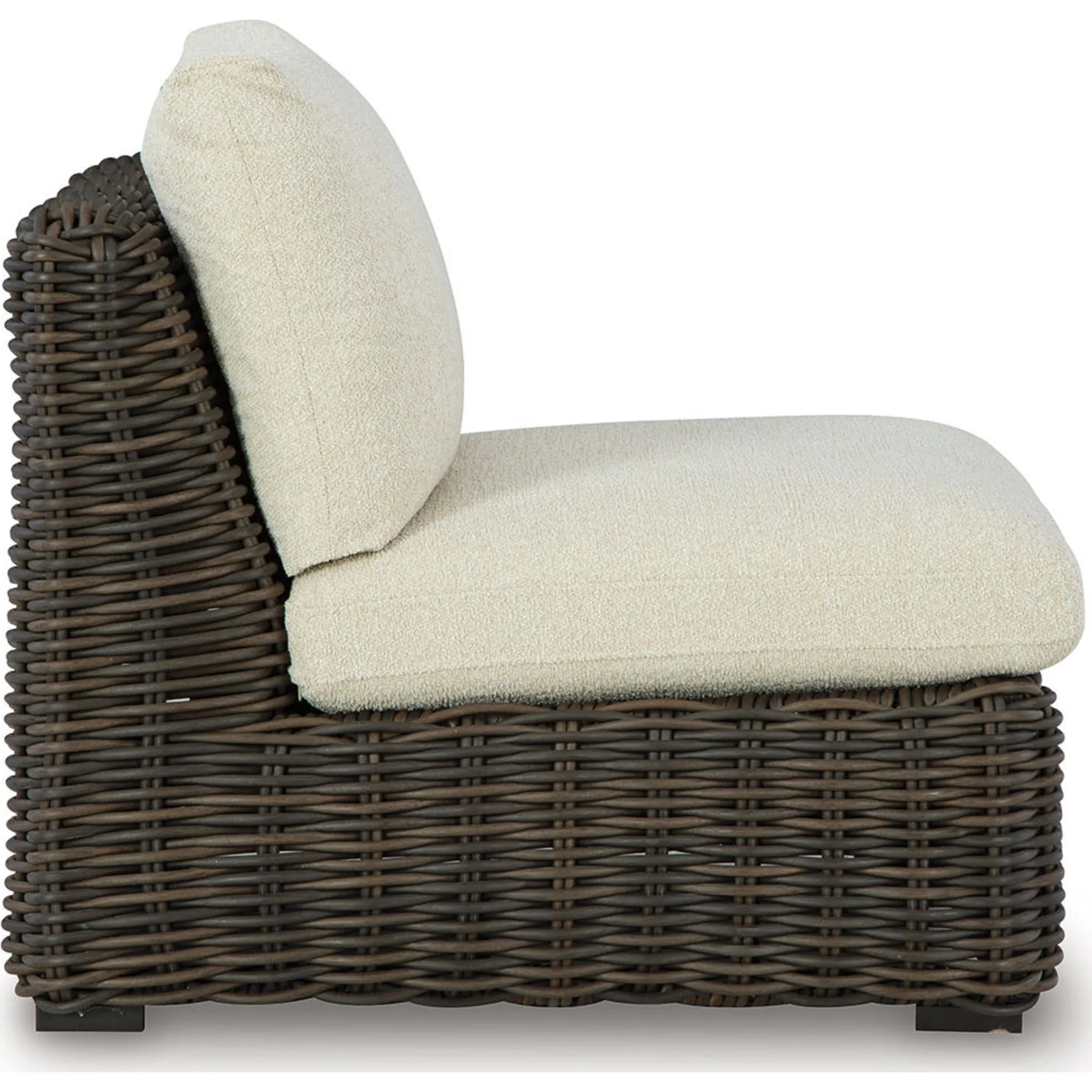 Kimora Outdoor Armless Chair with Cushion - Beige/Dark Brown - Image 4