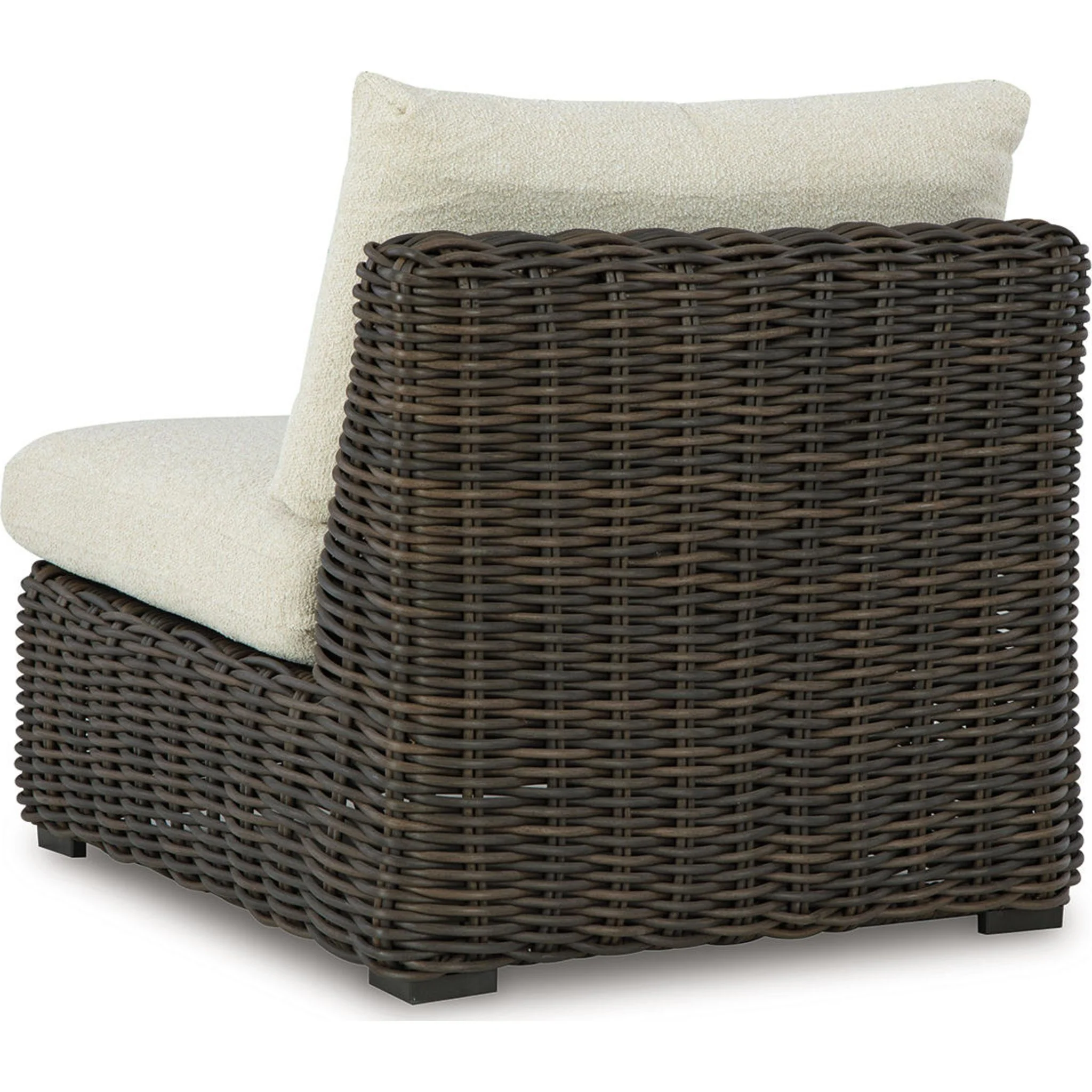 Kimora Outdoor Armless Chair with Cushion - Beige/Dark Brown - Image 5