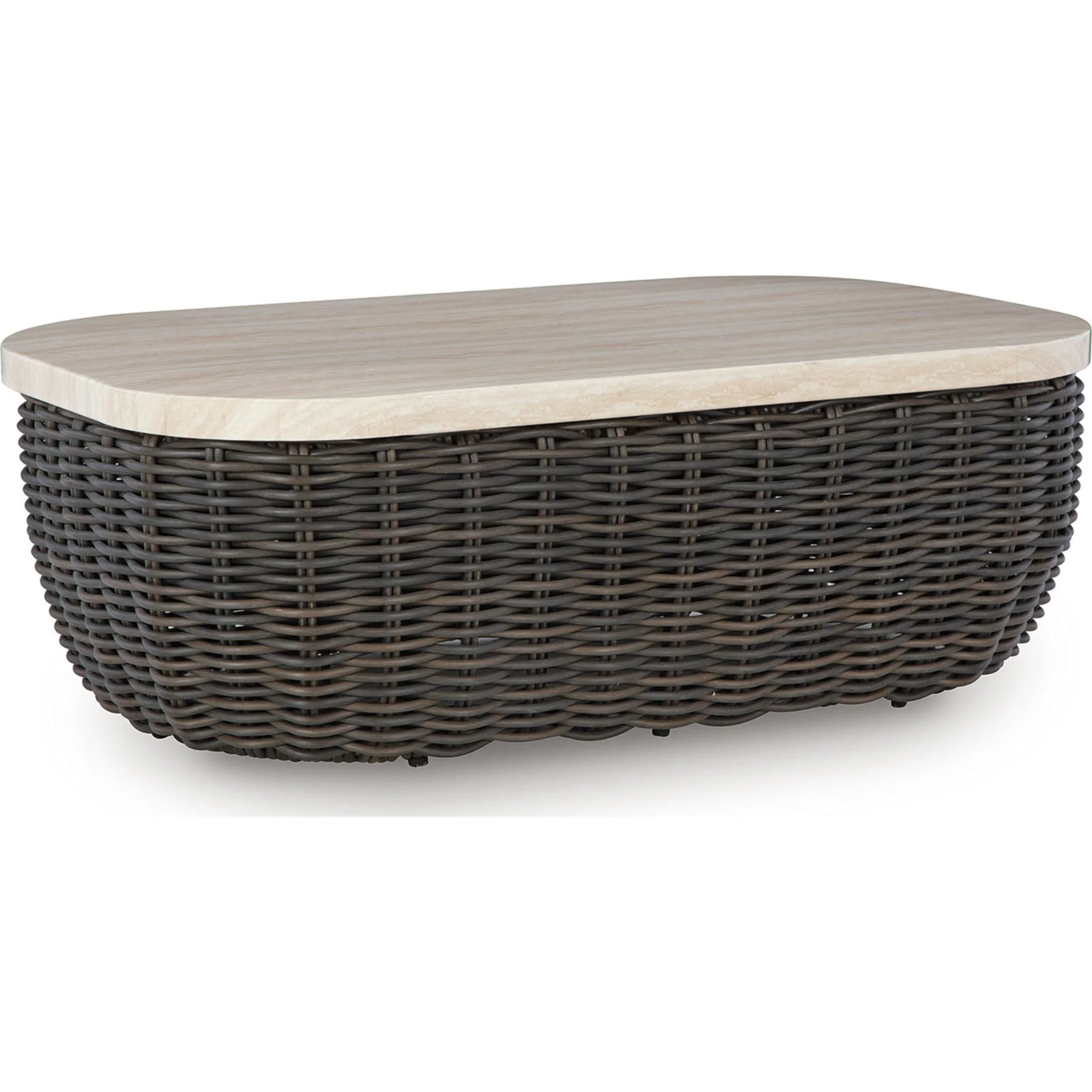 Kimora Outdoor Coffee Table - Beige/Dark Brown