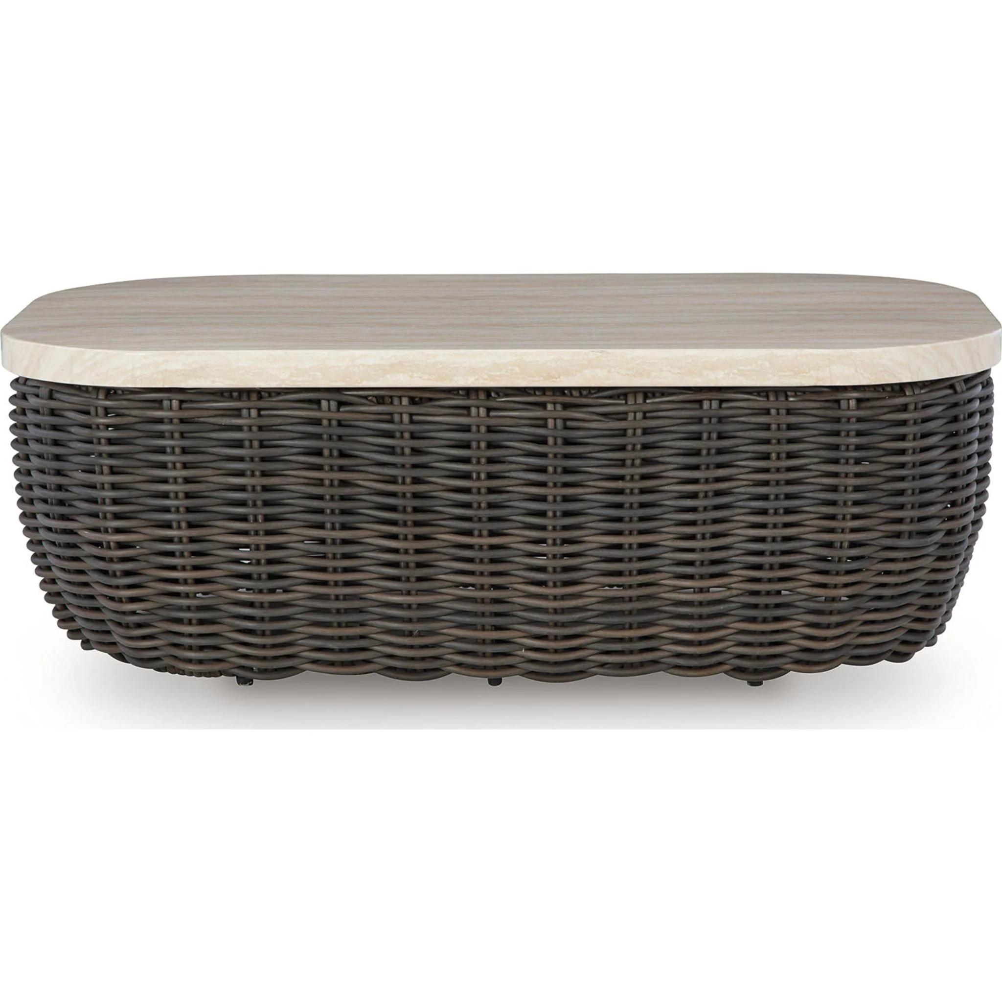 Kimora Outdoor Coffee Table - Beige/Dark Brown - Image 3