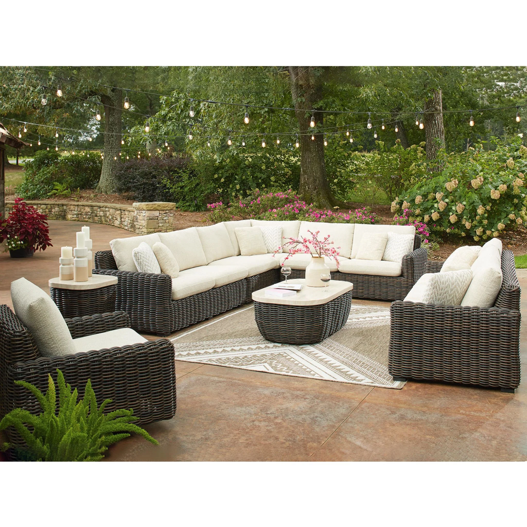 Kimora Outdoor Coffee Table - Beige/Dark Brown - Image 7