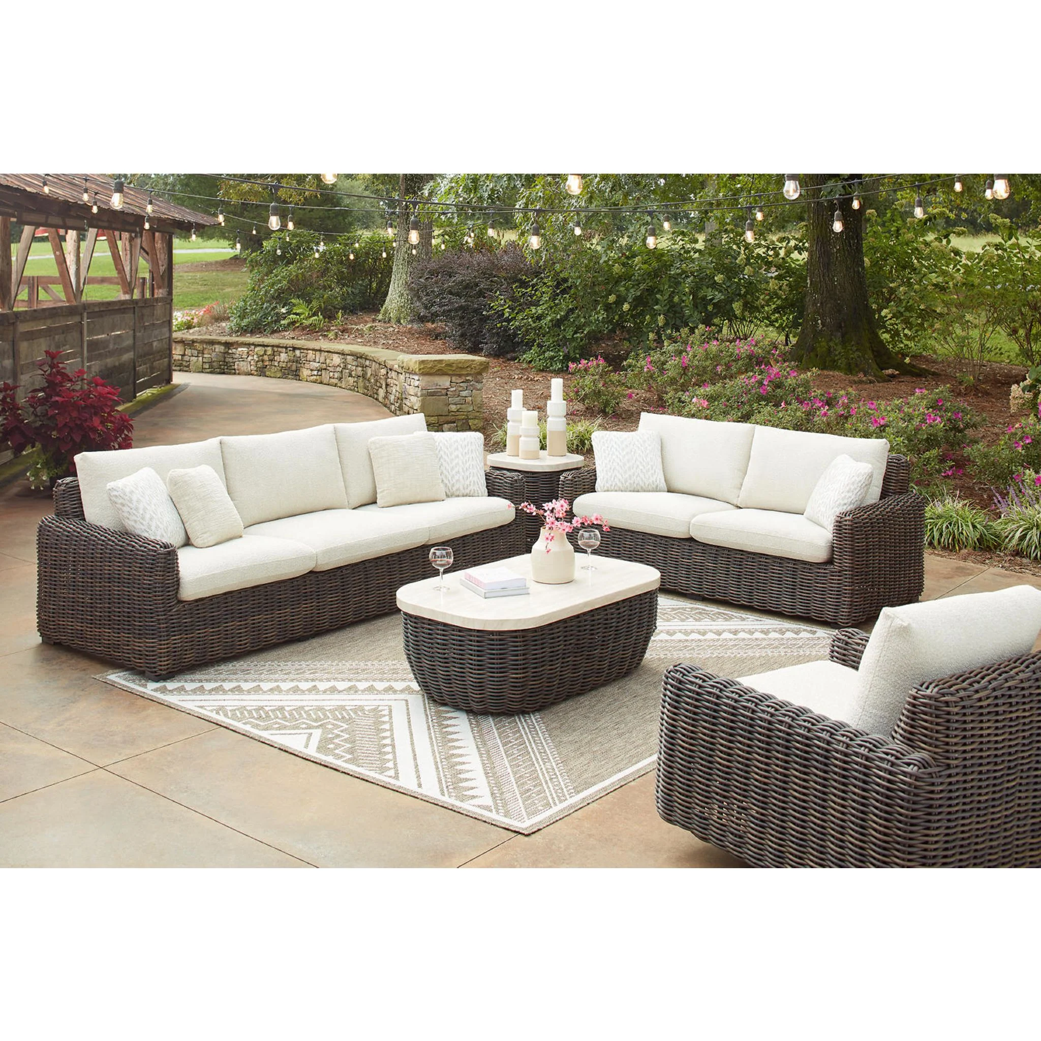 Kimora Outdoor Coffee Table - Beige/Dark Brown - Image 8
