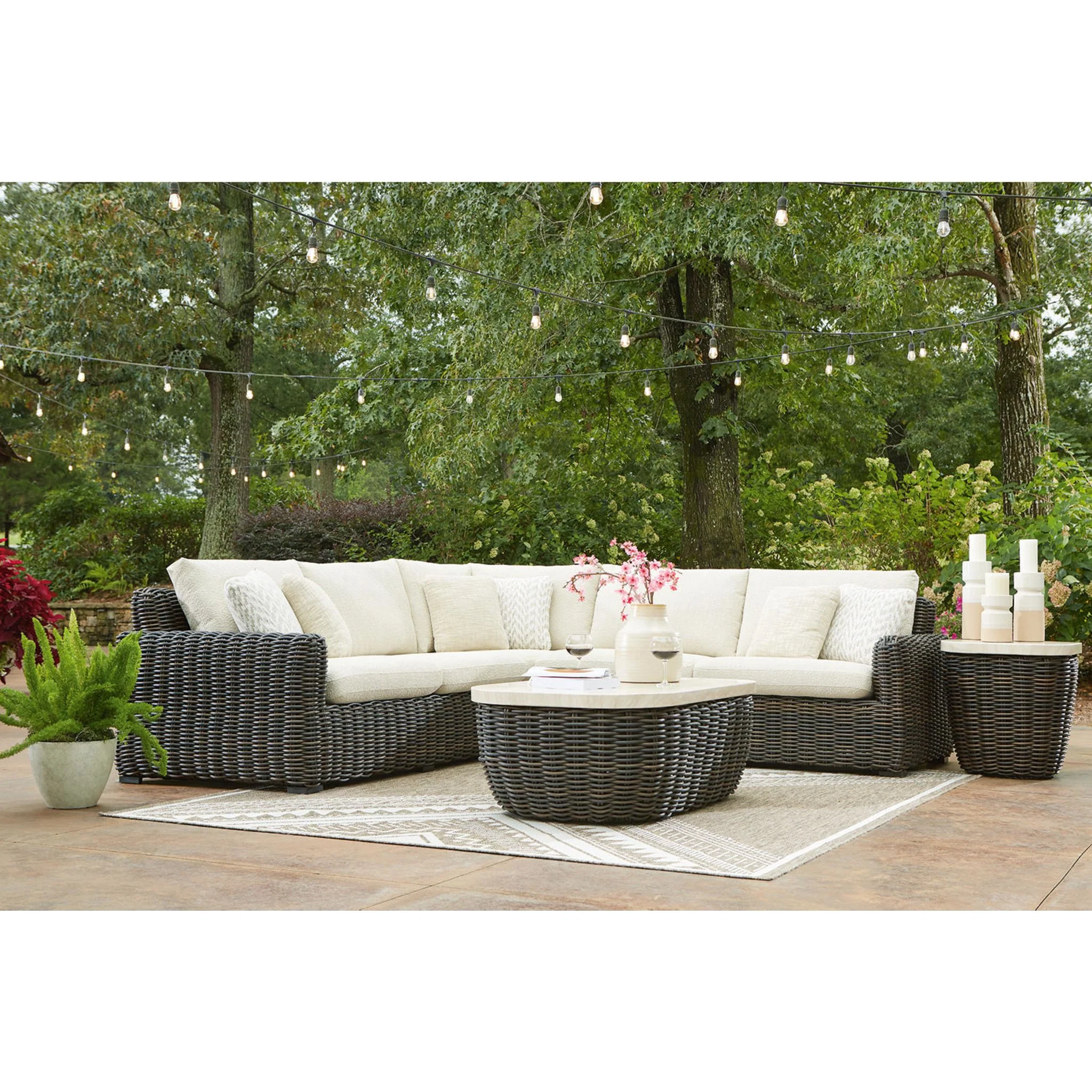 Kimora Outdoor Coffee Table - Beige/Dark Brown - Image 9