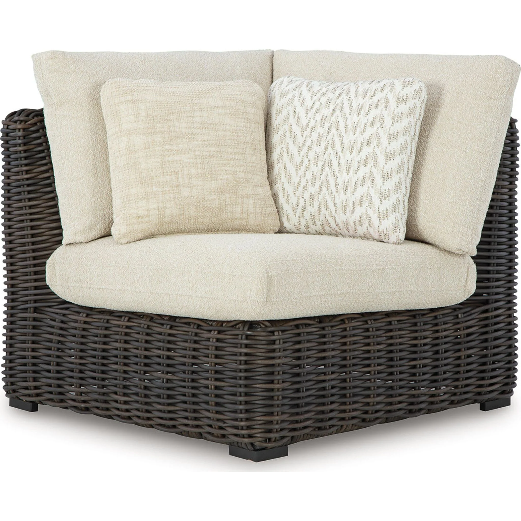 Kimora Outdoor Corner Chair with Cushion - Beige/Dark Brown