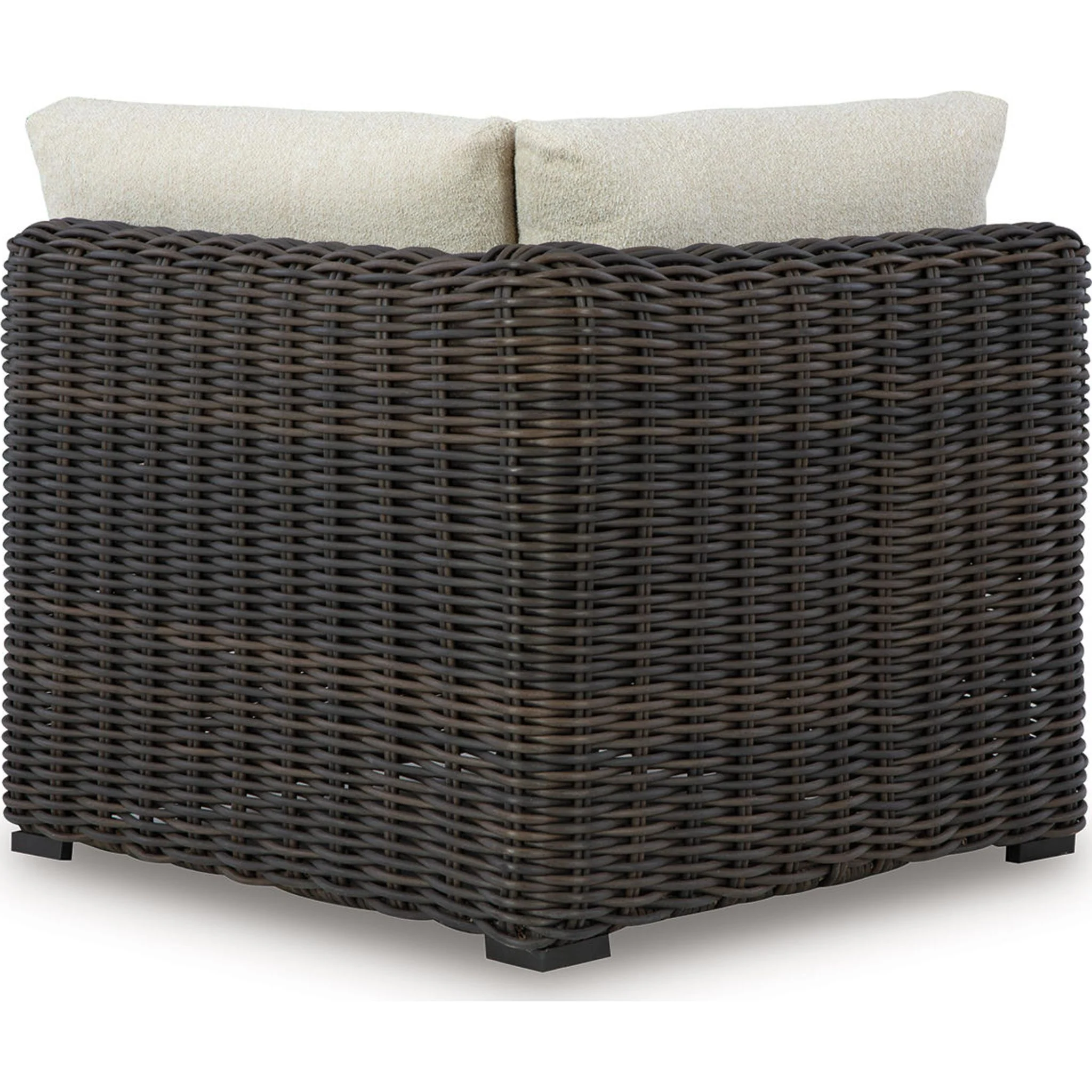 Kimora Outdoor Corner Chair with Cushion - Beige/Dark Brown - Image 2